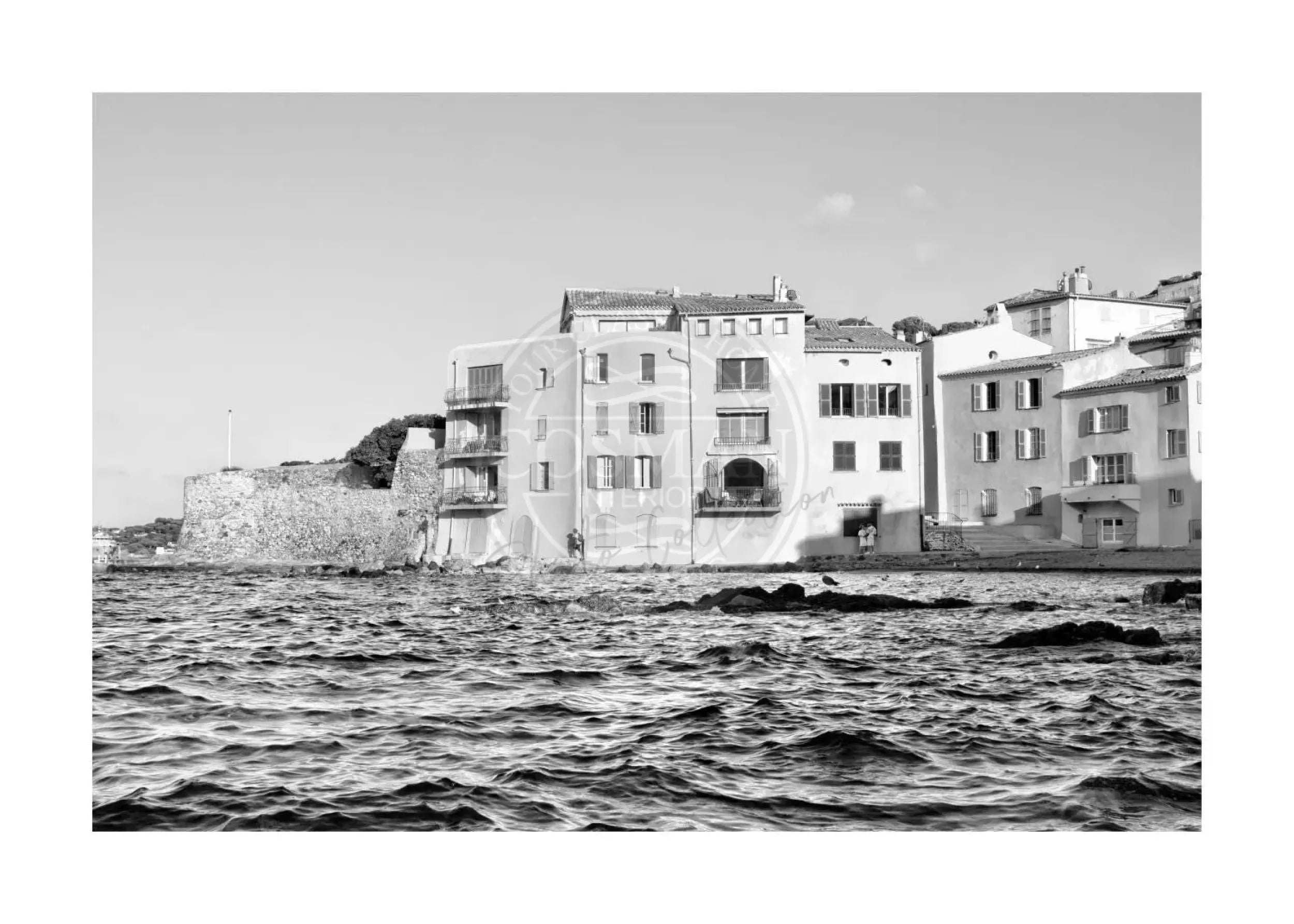 Schwarz-weiß Poster Saint Tropez ST04 von Cosman-Photocollection, A4 Größe, mit weißem Rand, modernes Wandbild für Dekoration