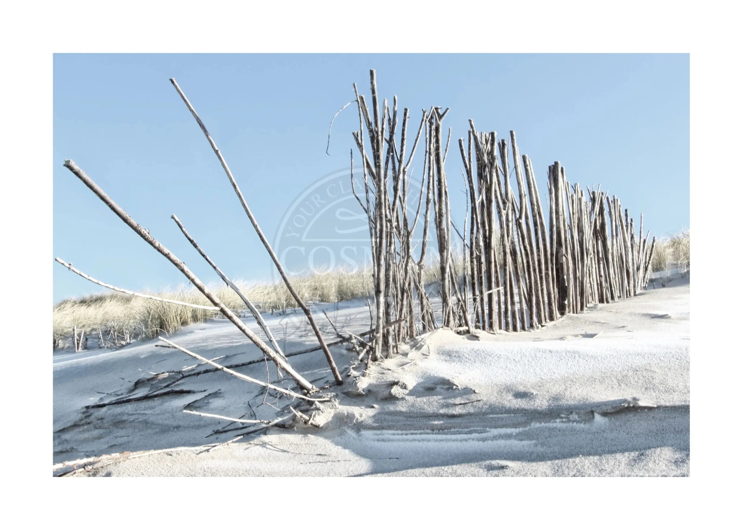 Schwarzweiß-Poster von Strand Sylt 'Beach' von Cosman Photocollection, 29,7x21cm, mit weißem Rand