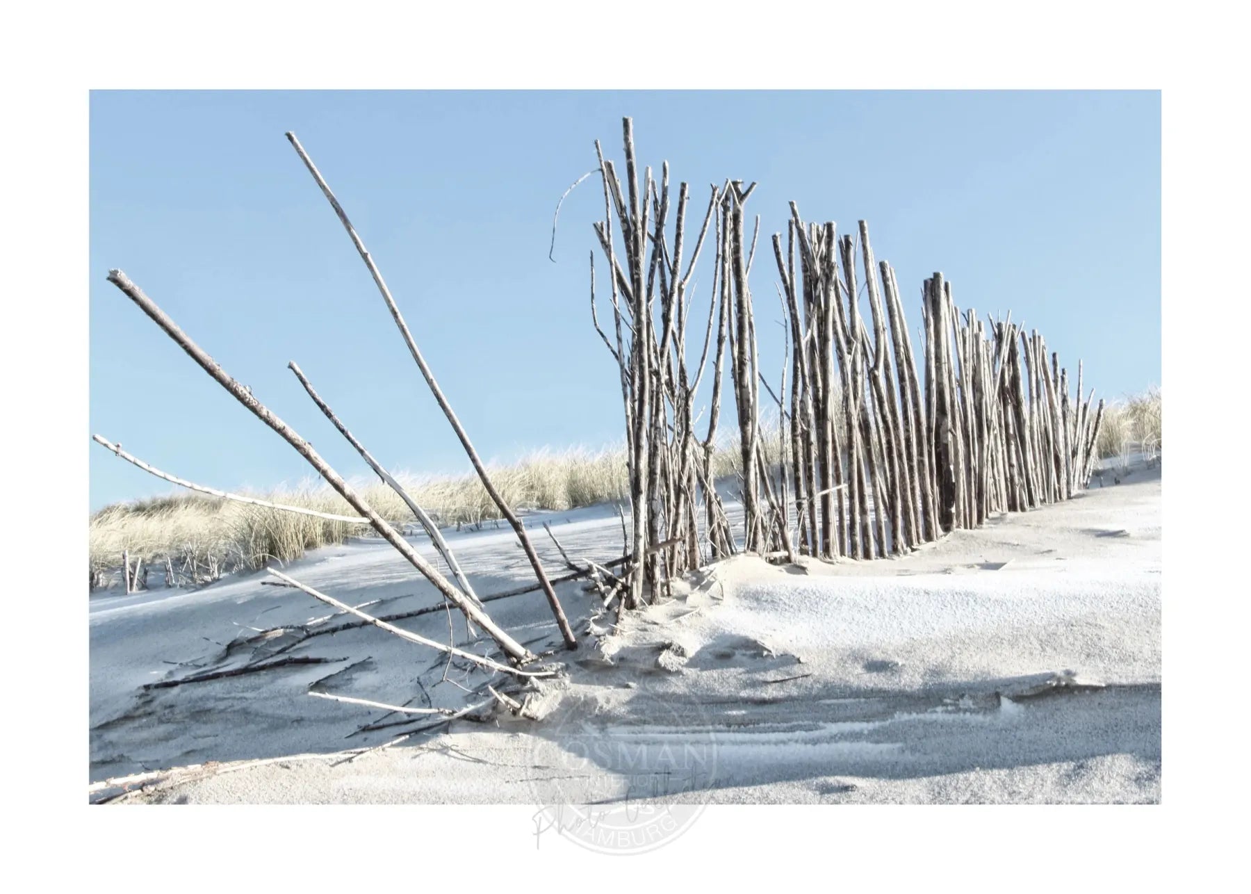 Schwarzweiß-Poster von Strand Sylt 'Beach' von Cosman Photocollection, 29,7x21cm, mit weißem Rand