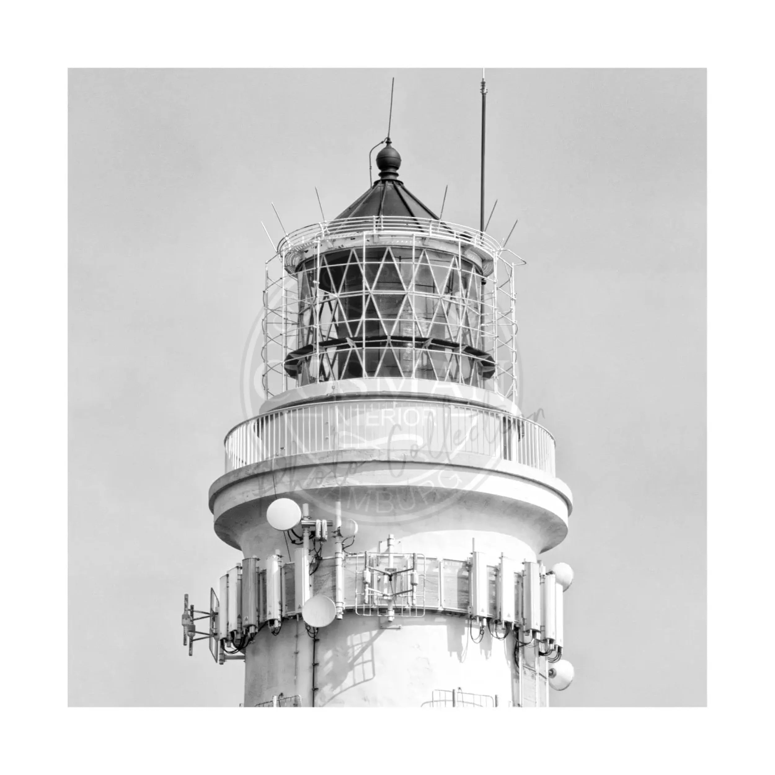 Schwarz-weiß Poster vom Leuchtturm Kampen auf Sylt, 40x40cm, von Cosman-Photocollection, mit weißem Rand.