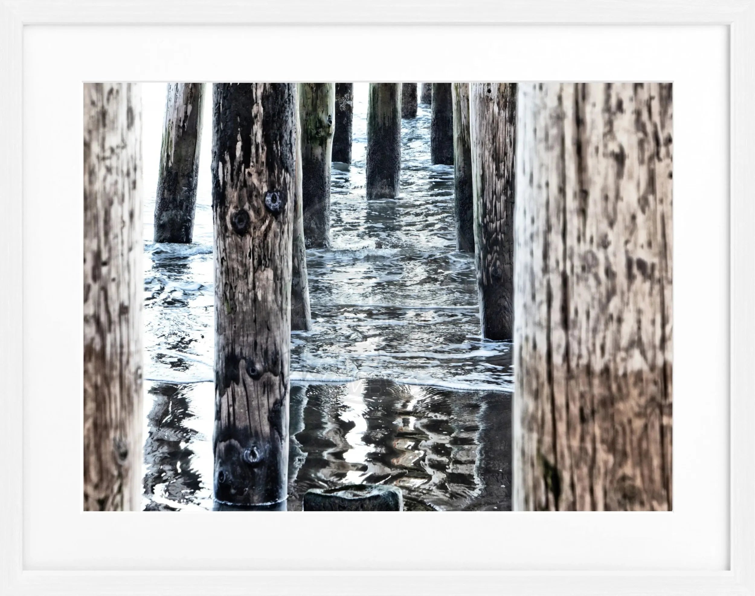 Schwarz-weiß Poster mit Rahmen von Kalifornien ’Pier’ von Cosman-Photocollection, 31x25cm, Wanddekoration, Fotokunst