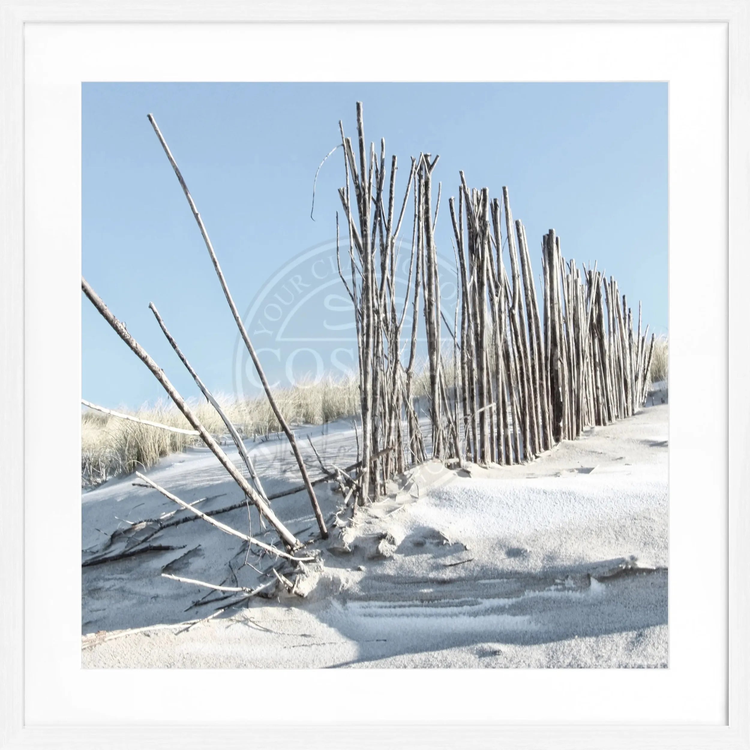 Schwarz-weiß Poster mit Rahmen ’Beach’ Sylt von Cosman-Photocollection, quadratisches Bild, 55x55cm, Meereslandschaft