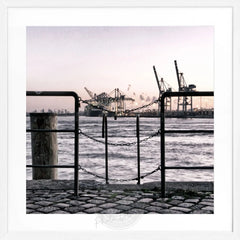 Poster with frame Hamburg harbor 'fence' HH30