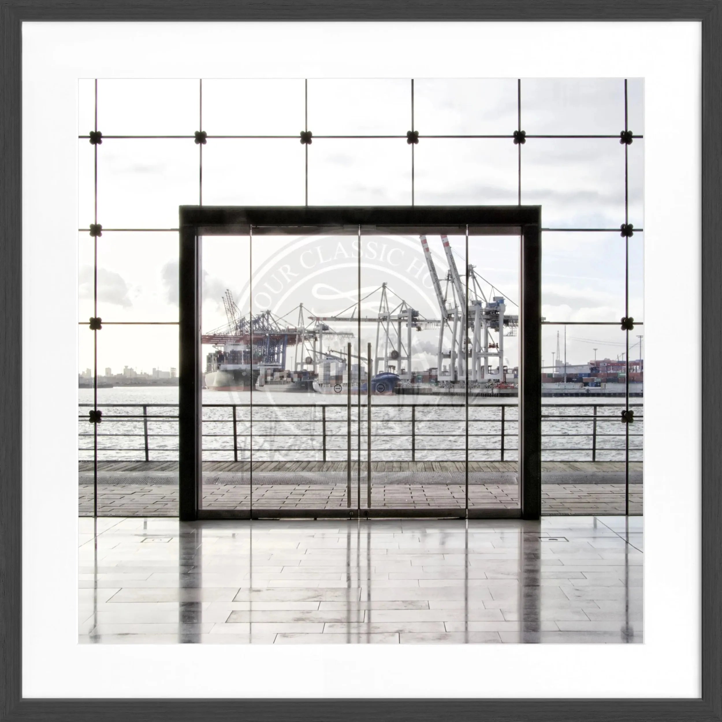 Schwarz-weißes Quadratposter mit Rahmen von Cosman-Photocollection, Hamburg HH33AQ, 55x55cm, Wanddekoration