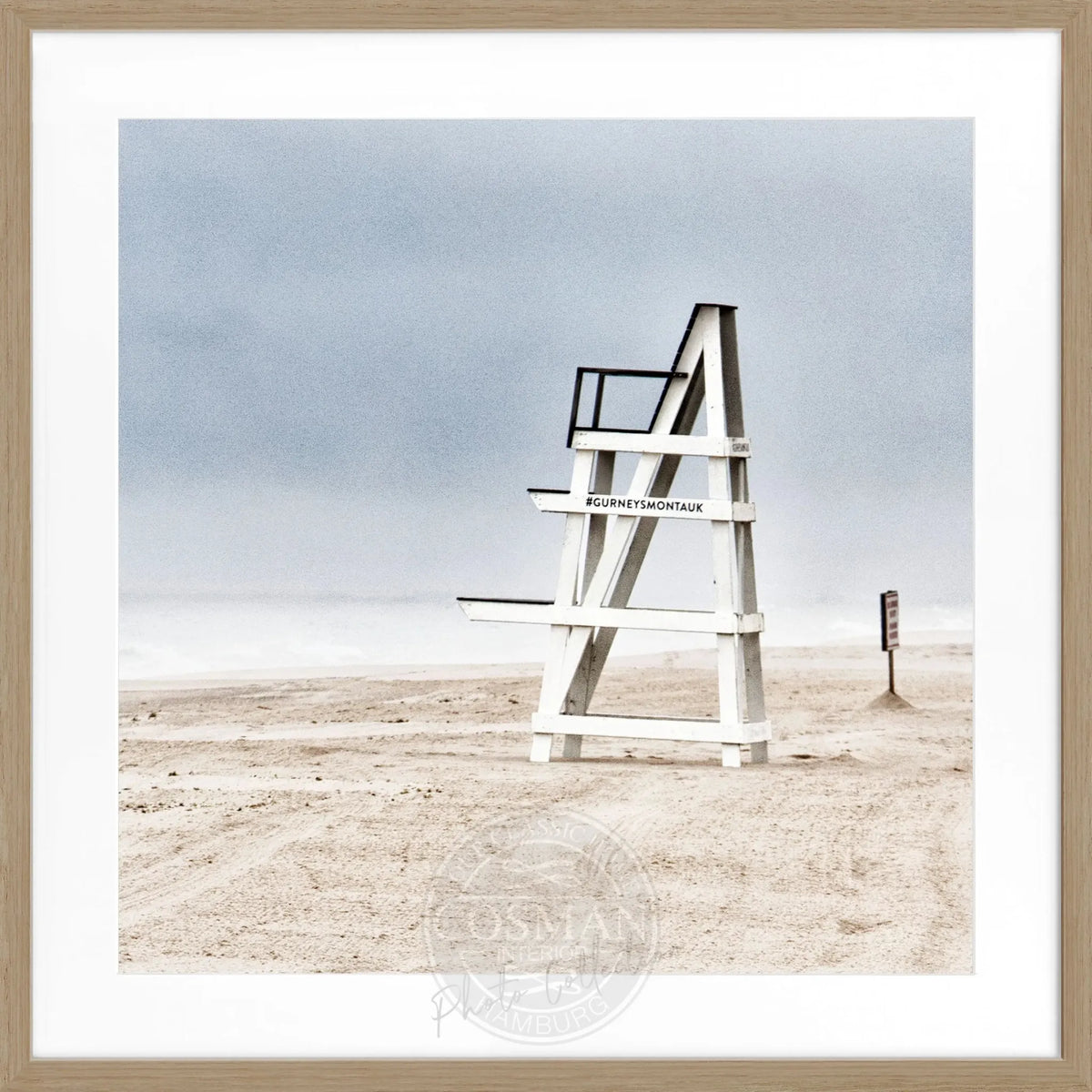 Schwarz-weiß Poster mit Rahmen, Hamptons Long Island Beach Motiv, Cosman-Photocollection, quadratisch 55x55cm