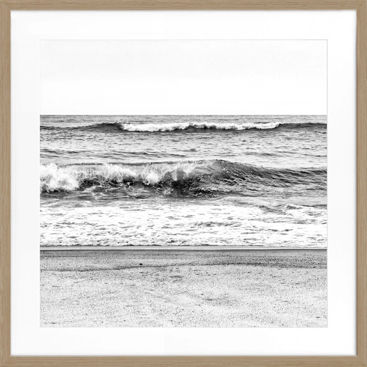 Schwarz-weiß Poster mit Rahmen, Hamptons Long Island ’Ocean’ von Cosman-Photocollection, quadratisch 55x55cm, maritime Stimmung