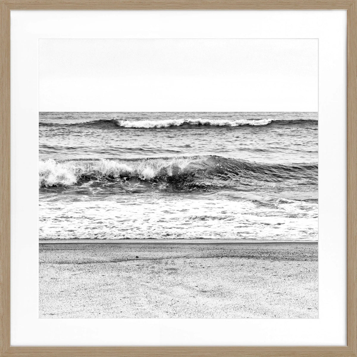 Schwarz-weiß Poster mit Rahmen, Hamptons Long Island ’Ocean’ von Cosman-Photocollection, quadratisch 55x55cm, maritime Stimmung