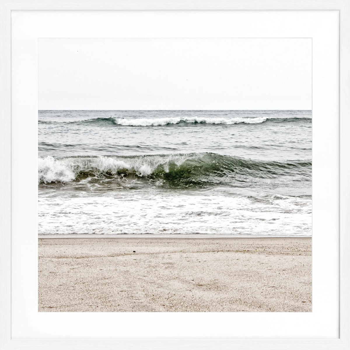 Schwarz-weiß Poster mit Rahmen, Hamptons Long Island 'Ocean' von Cosman-Photocollection, quadratisch 55x55cm, Meeresmotiv