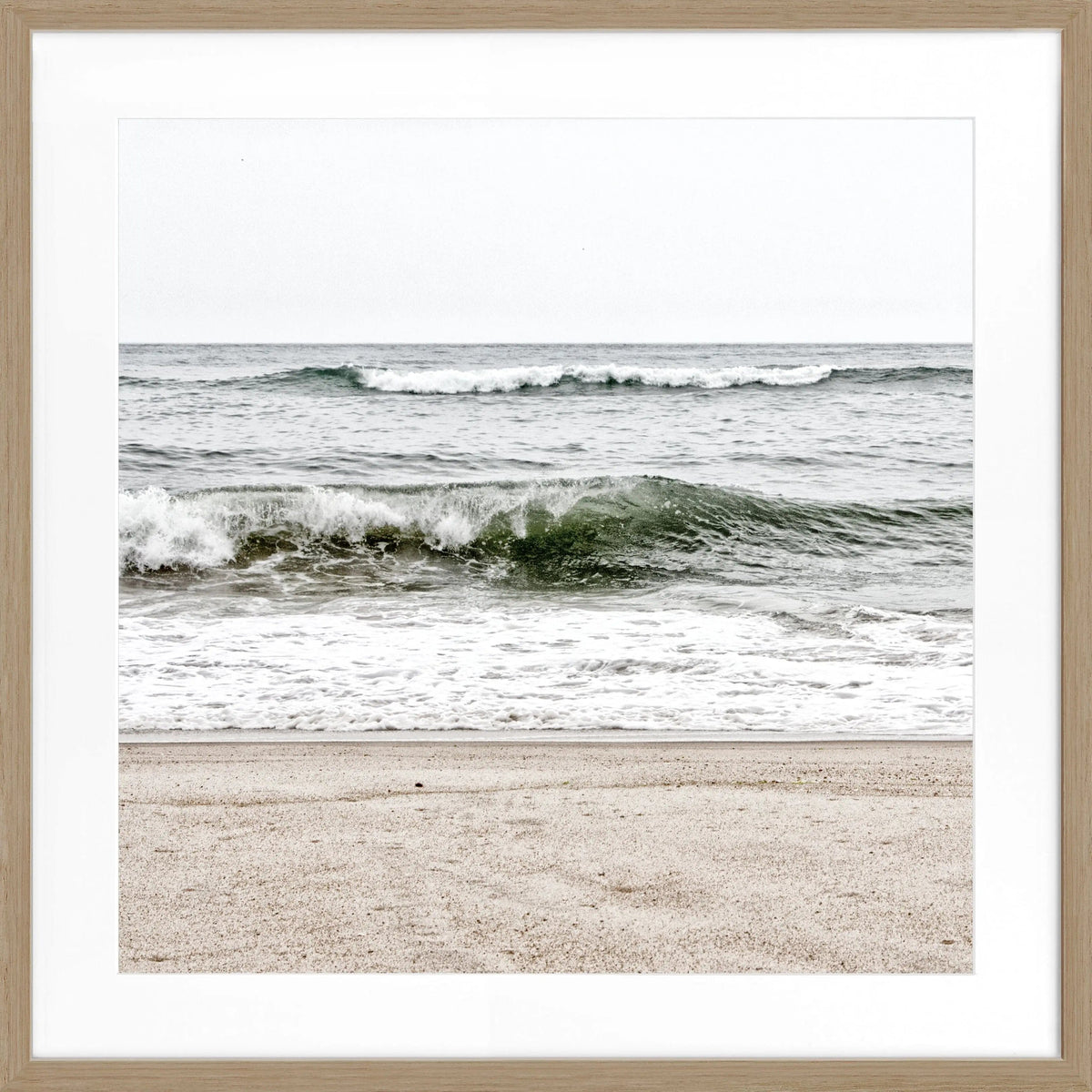 Schwarz-weiß Poster mit Rahmen, Hamptons Long Island Ocean Motiv, 55x55cm, von Cosman-Photocollection