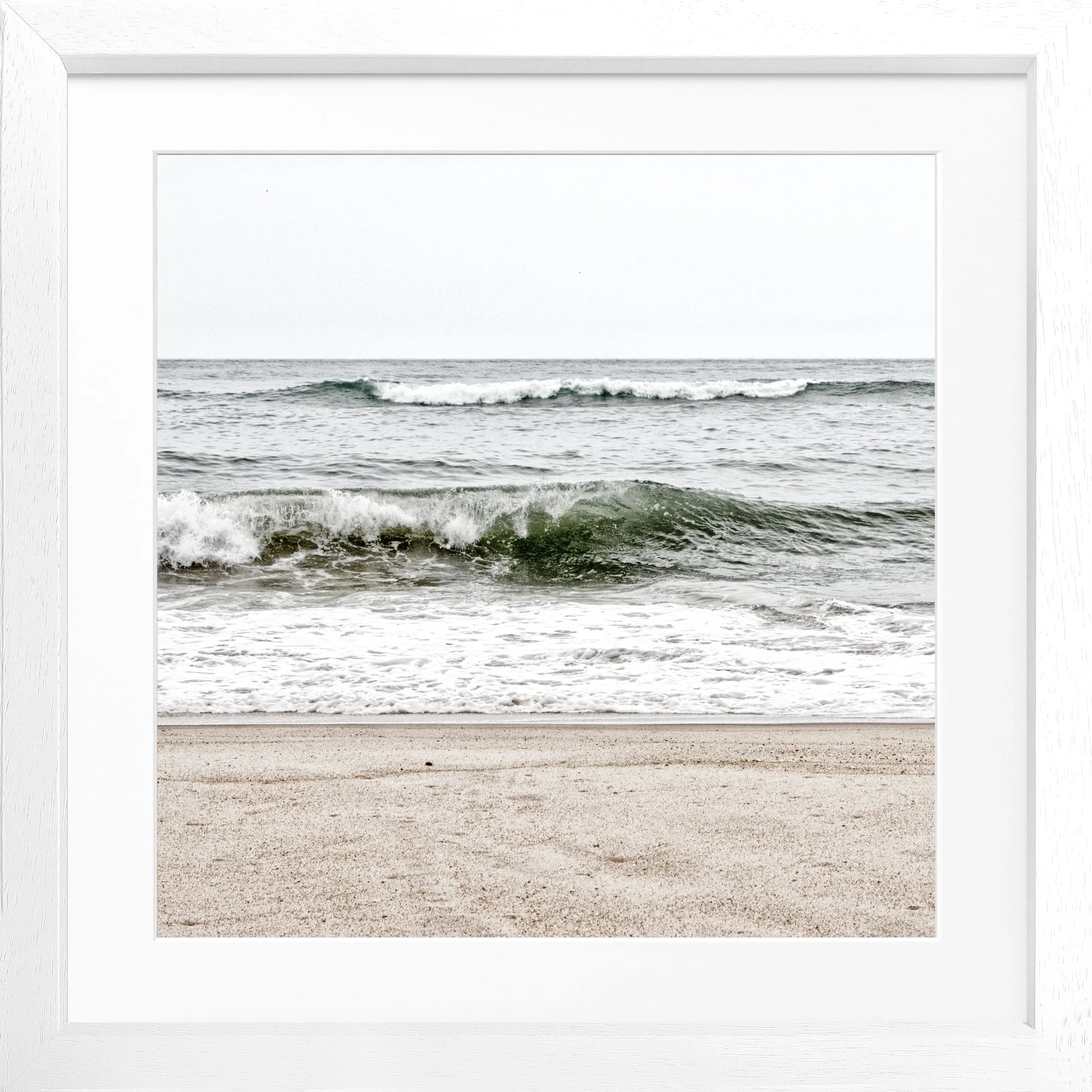 Schwarz-weiß Poster mit Rahmen, Hamptons Long Island ’Ocean’ von Cosman-Photocollection, quadratisch 55x55cm, Meeresmotiv