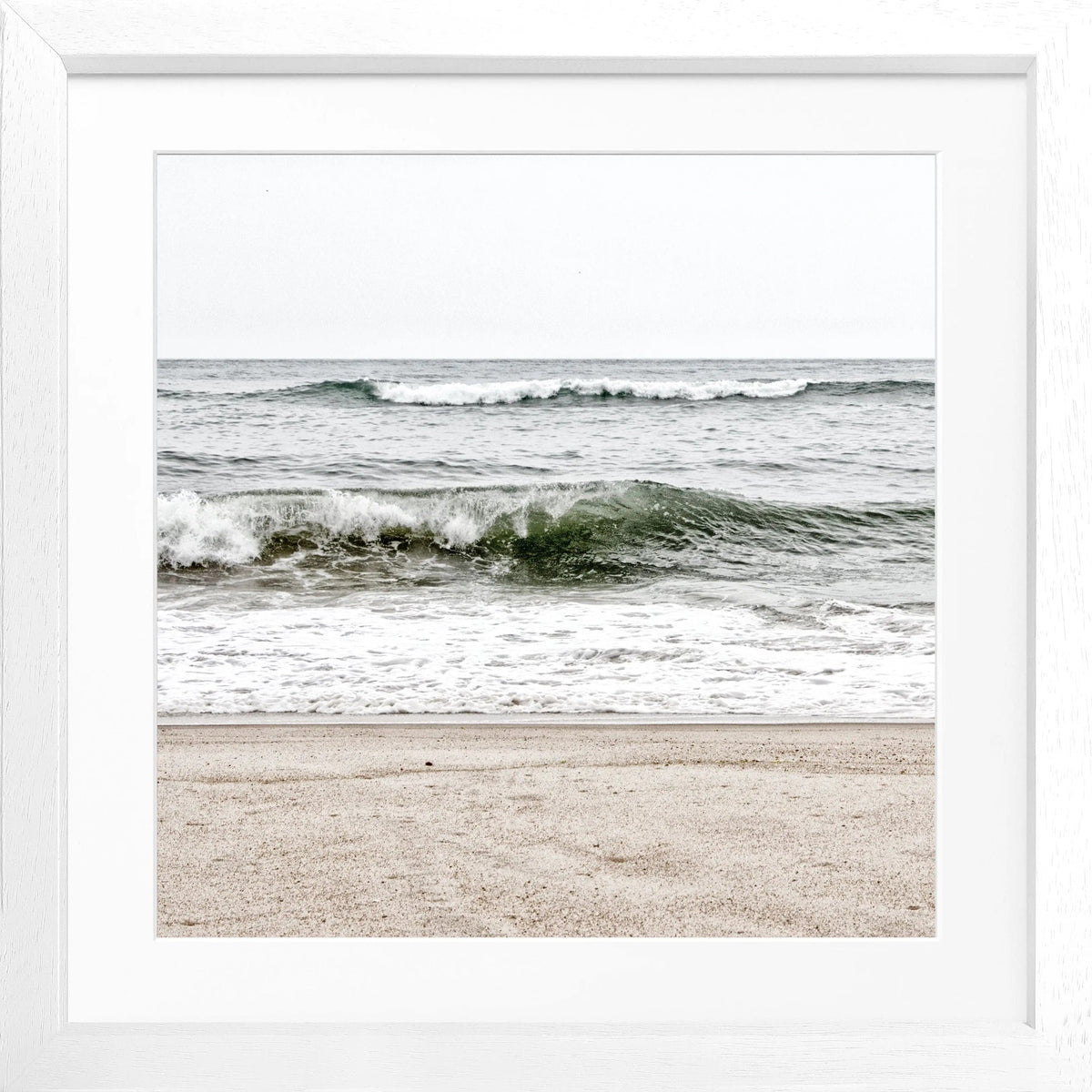 Schwarz-weiß Poster mit Rahmen, Hamptons Long Island ’Ocean’ von Cosman-Photocollection, quadratisch 55x55cm, Meeresmotiv