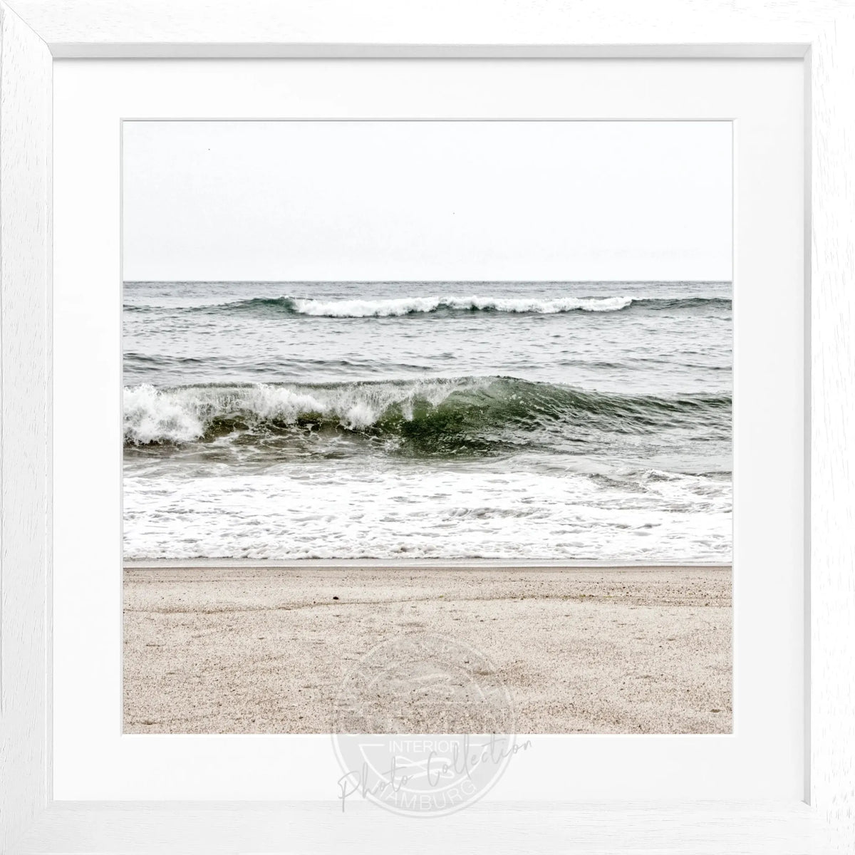Schwarz-weiß Poster mit Rahmen, Hamptons Long Island ’Ocean’ von Cosman-Photocollection, quadratisch 55x55cm, Meeresmotiv