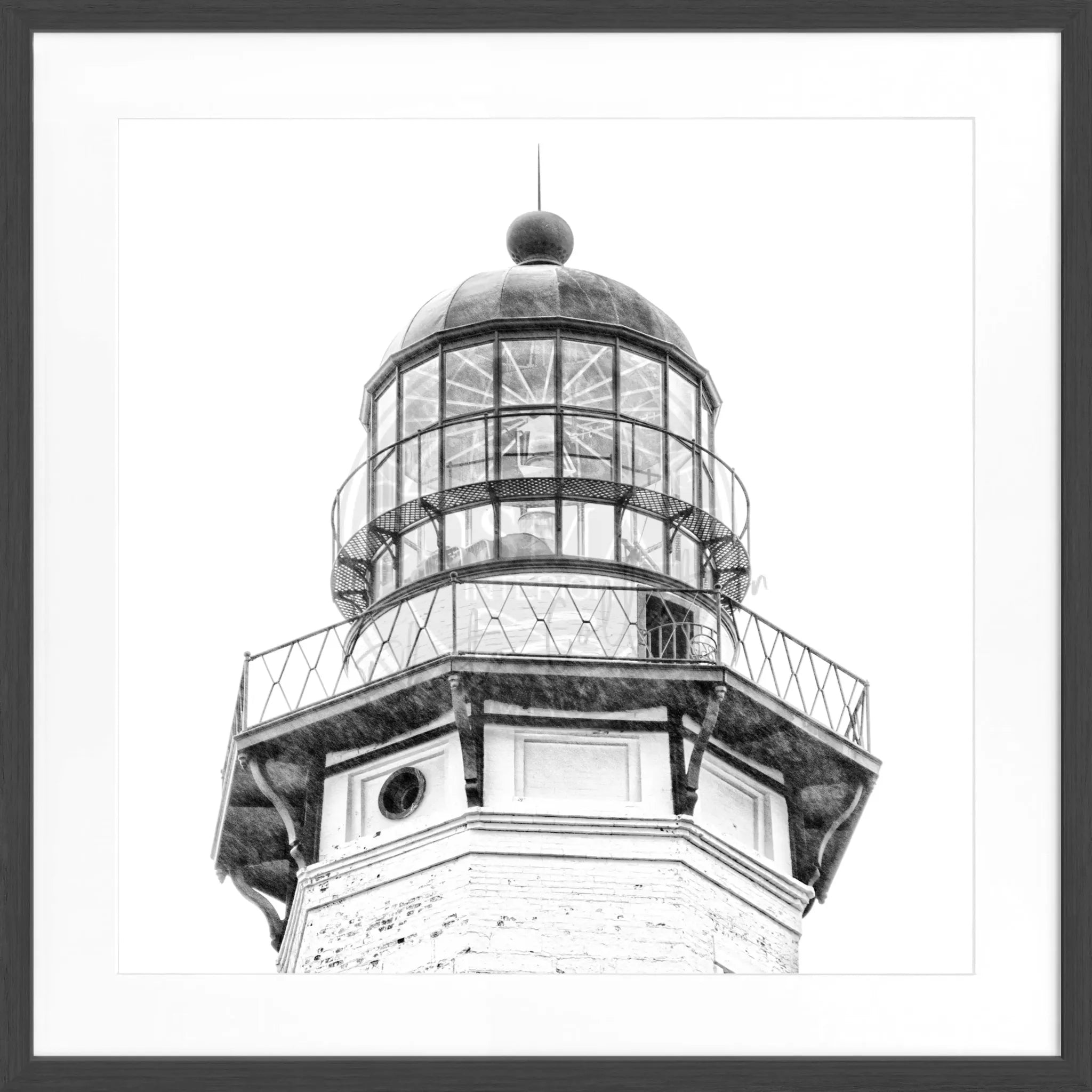 Schwarz-weiß Poster mit Rahmen, Hamptons Montauk Lighthouse Motiv, von Cosman-Photocollection, quadratisch 55x55cm