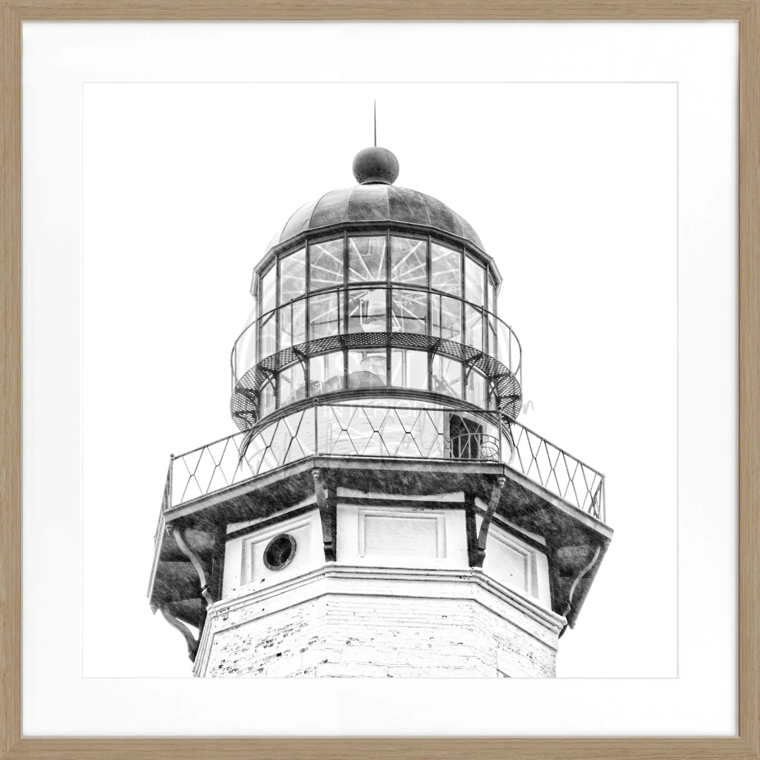 Schwarz-weiß Poster mit Rahmen, Hamptons Montauk Lighthouse Motiv, von Cosman-Photocollection, quadratisch 55x55cm
