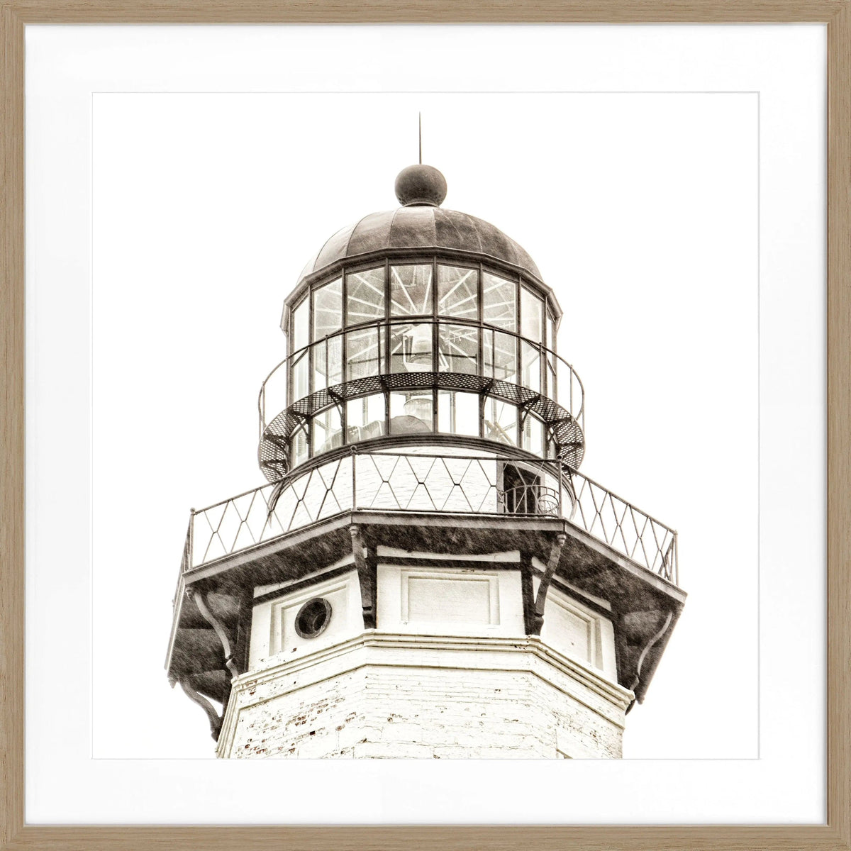 Schwarz-weiß Poster mit Rahmen, Hamptons Montauk Lighthouse Motiv, von Cosman-Photocollection, quadratisch 55x55 cm