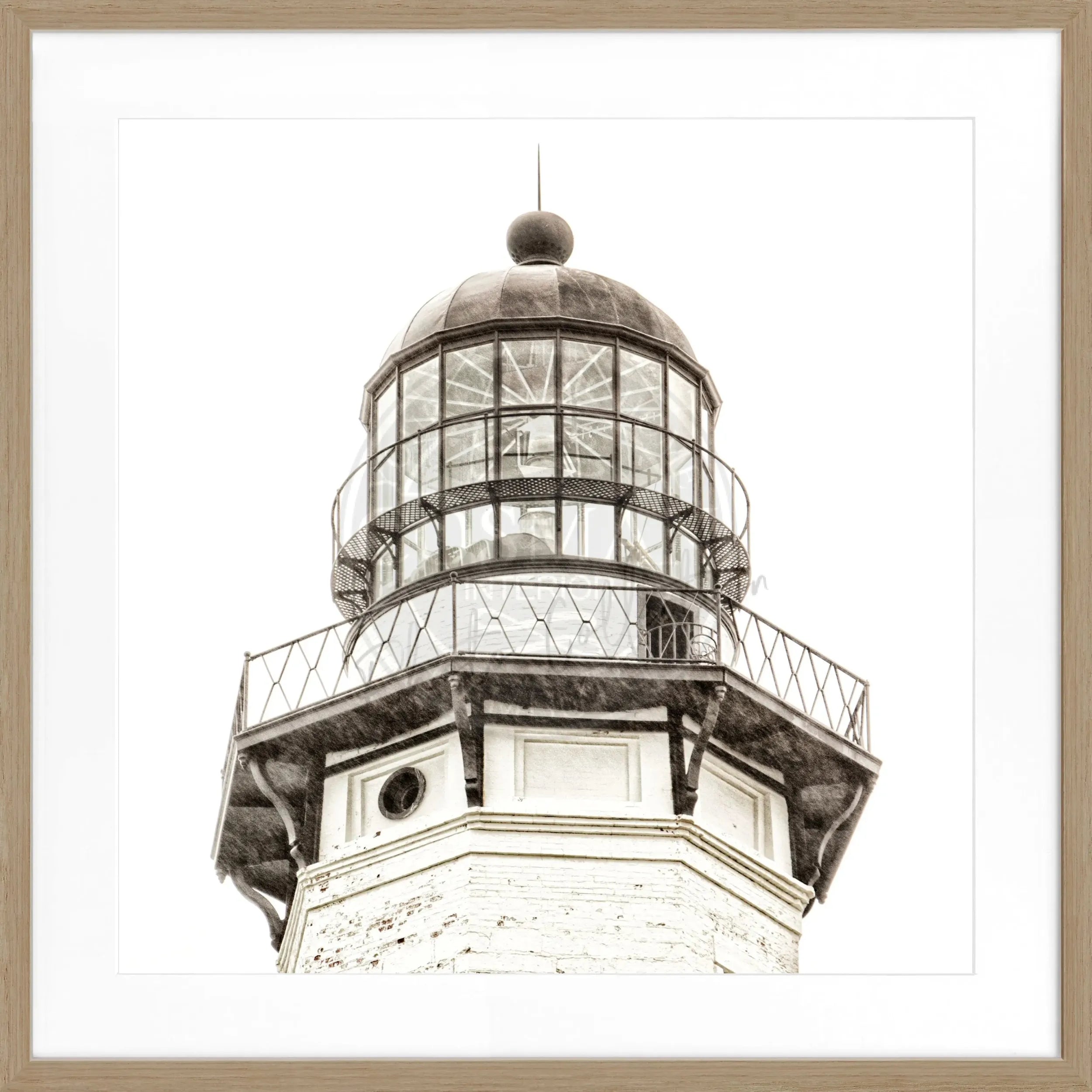 Schwarz-weiß Poster mit Rahmen, Hamptons Montauk Lighthouse Motiv, von Cosman-Photocollection, quadratisch 55x55 cm