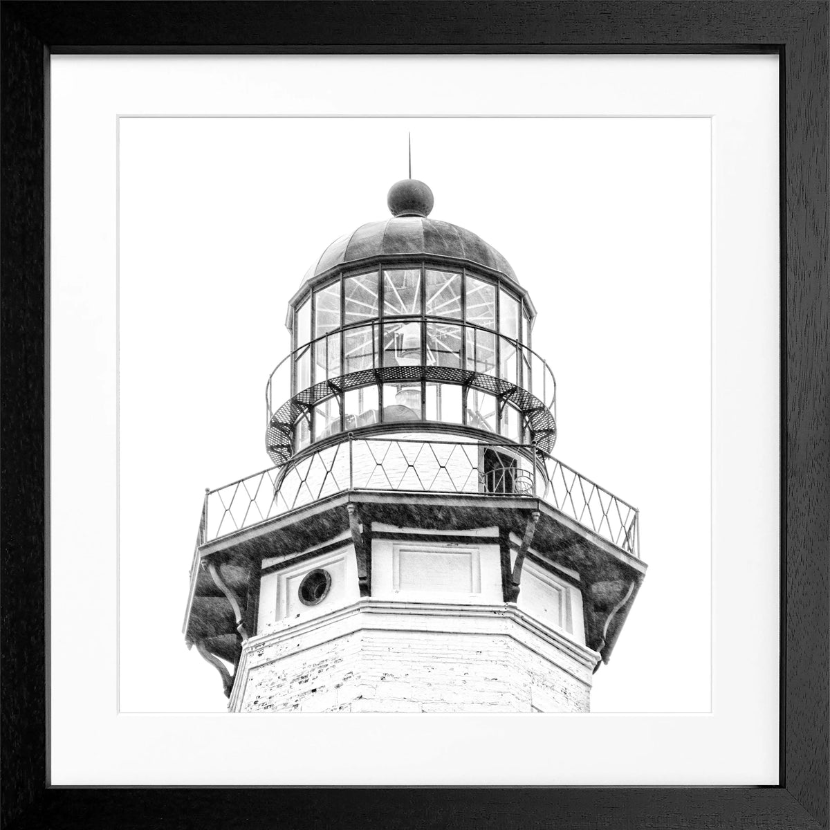 Schwarz-weiß Poster mit Rahmen, Hamptons Montauk Leuchtturm, Cosman-Photocollection, quadratisch 55x55cm, Wanddekoration