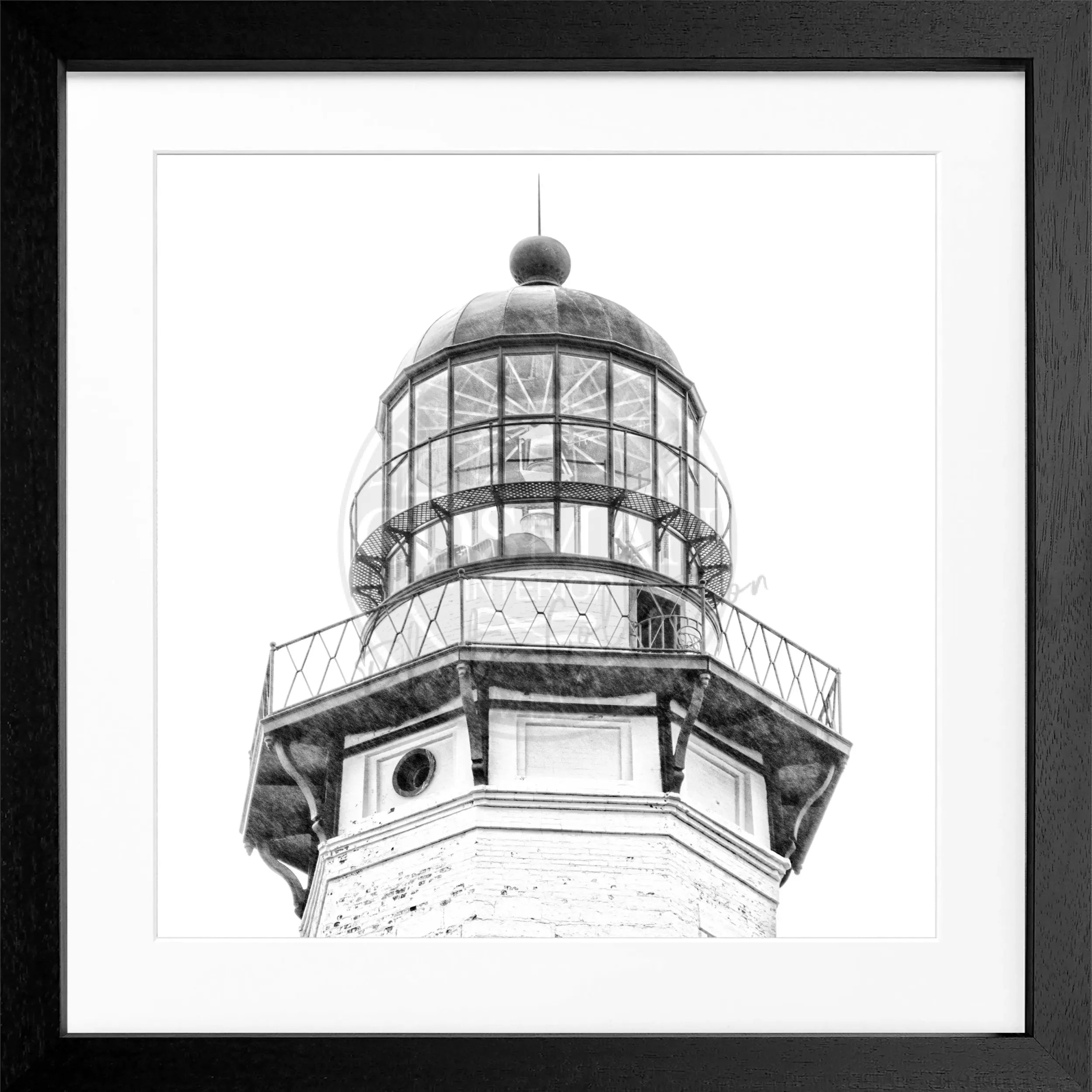 Schwarz-weiß Poster mit Rahmen, Hamptons Montauk Leuchtturm, Cosman-Photocollection, quadratisch 55x55cm, Wanddekoration