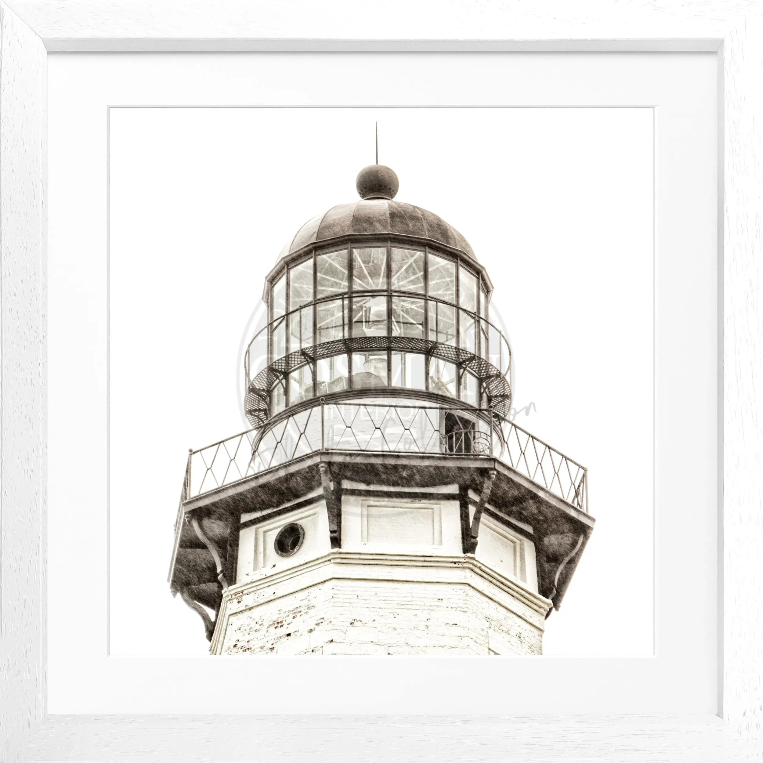 Schwarz-weiß Poster mit Rahmen, Hamptons Montauk Leuchtturm, Cosman-Photocollection, quadratisch 55x55 cm, Wanddekoration