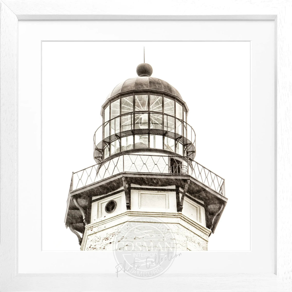 Schwarz-weiß Poster mit Rahmen, Hamptons Montauk Leuchtturm, Cosman-Photocollection, quadratisch 55x55 cm, Wanddekoration