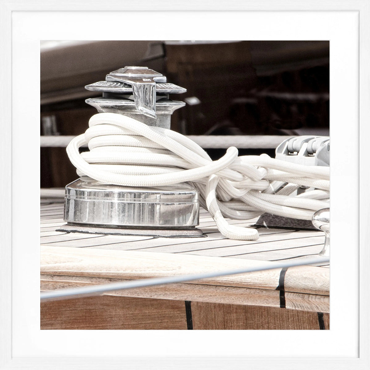 Schwarz-weiß Poster mit Rahmen 'Sailing' von Cosman-Photocollection, Motiv von Saint Tropez, quadratisch 55x55 cm