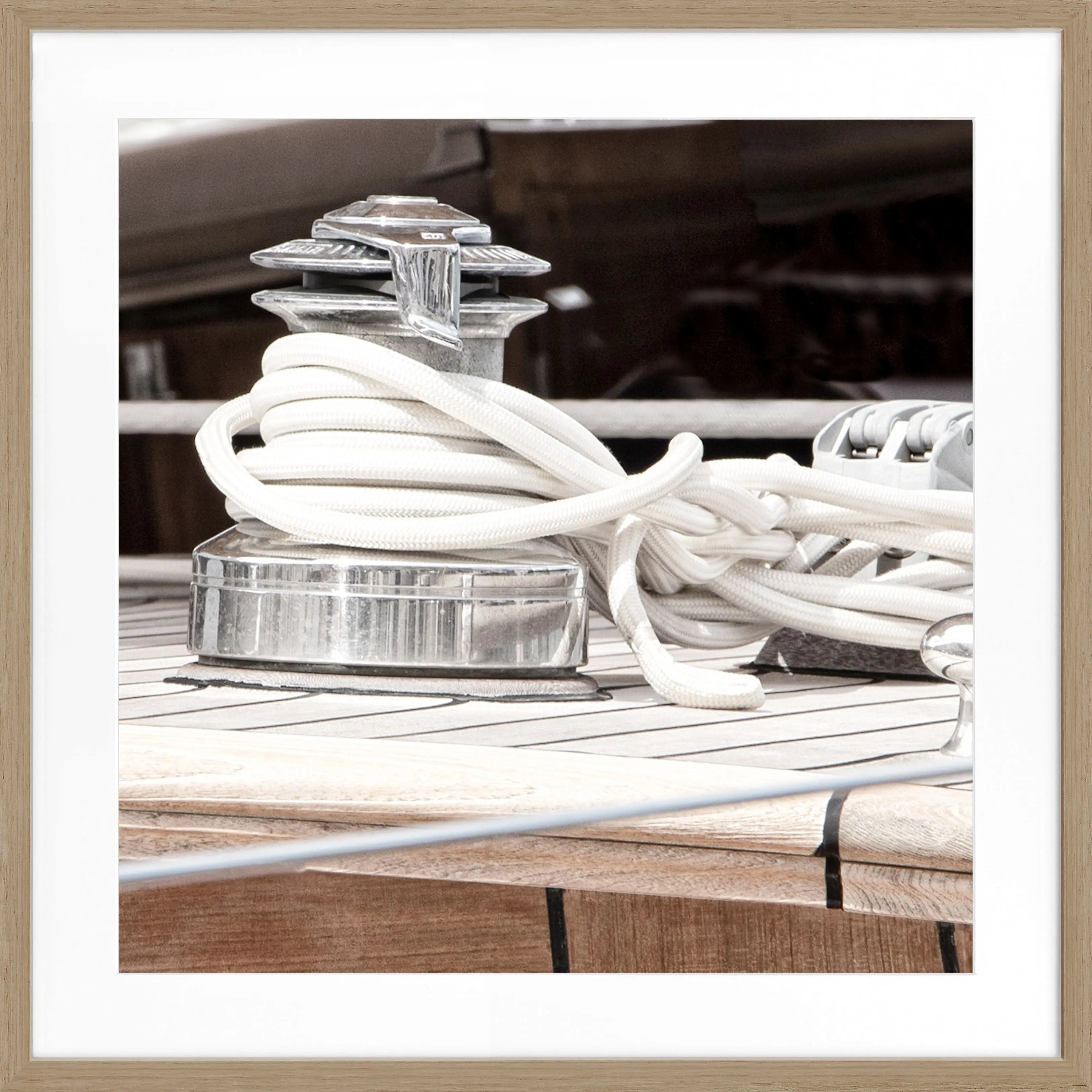 Schwarz-weiß Poster mit Rahmen ’Sailing’ von Cosman-Photocollection, 55x55cm, Motiv von Saint Tropez, quadratisch, maritime Atmosphäre