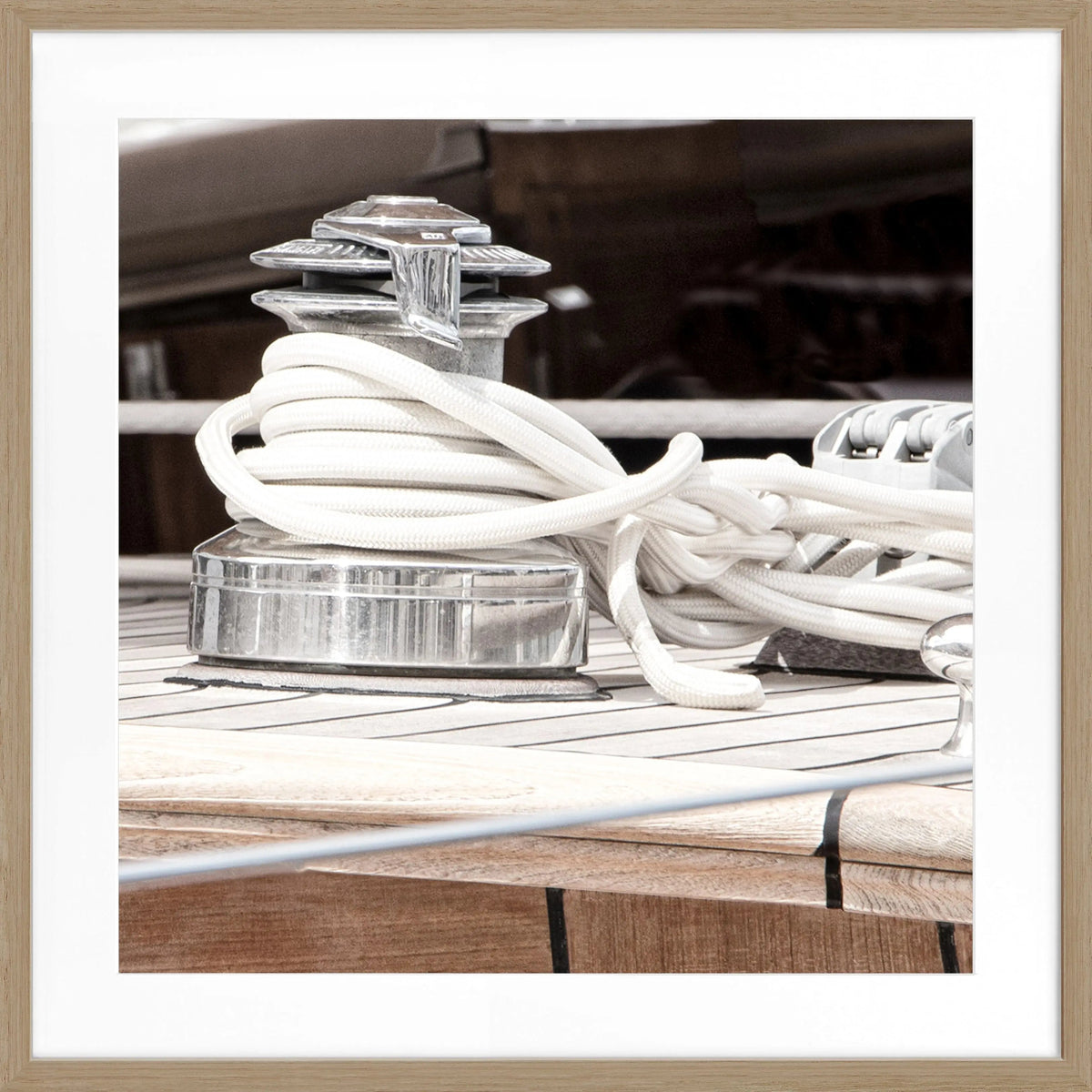 Schwarz-weiß Poster mit Rahmen „Sailing“ von Cosman-Photocollection, 55x55cm, Segelboot-Motiv in Saint Tropez, quadratisch