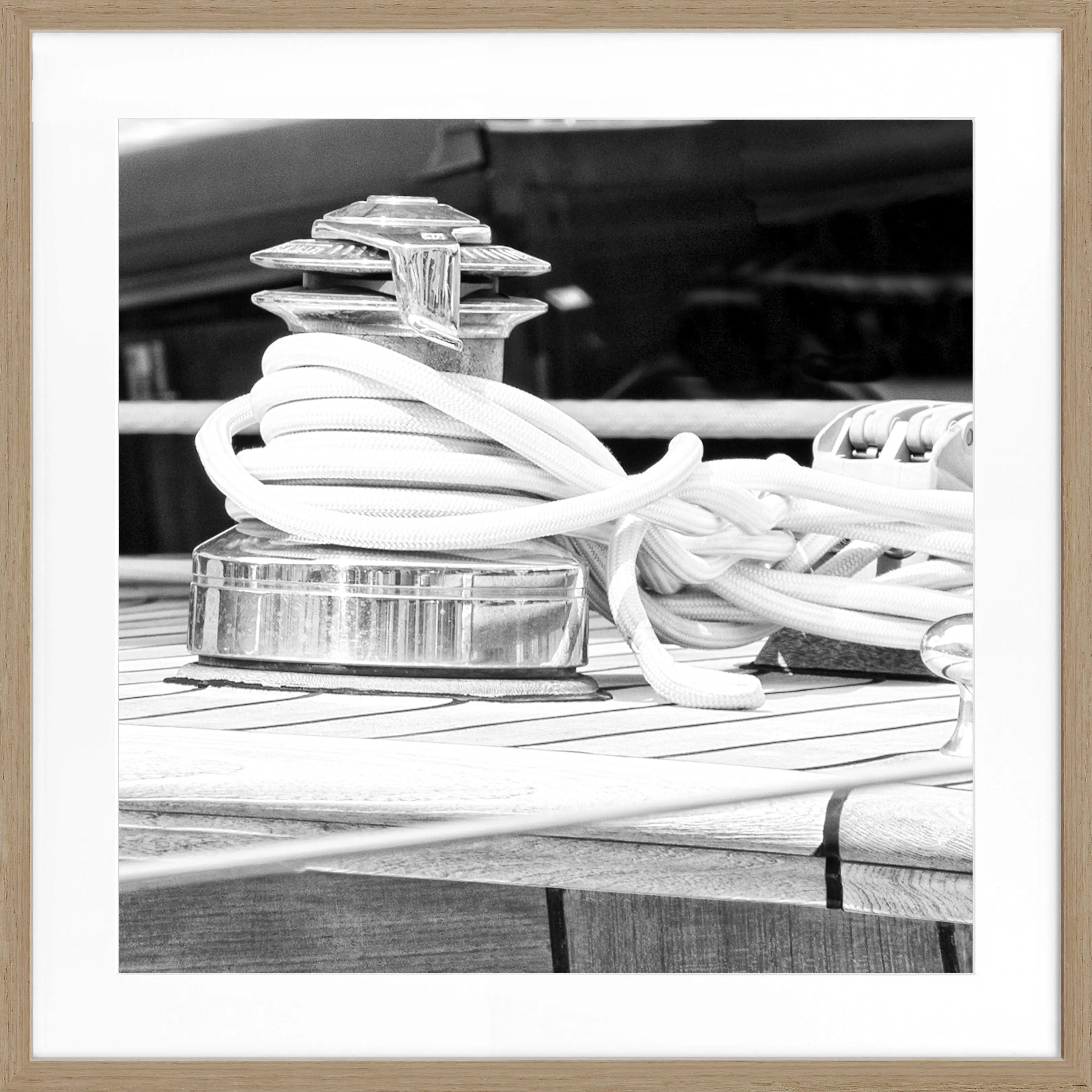 Schwarz-weiß Poster mit Rahmen "Sailing" von Cosman-Photocollection, 55x55cm, quadratisch, Motive von Saint Tropez.