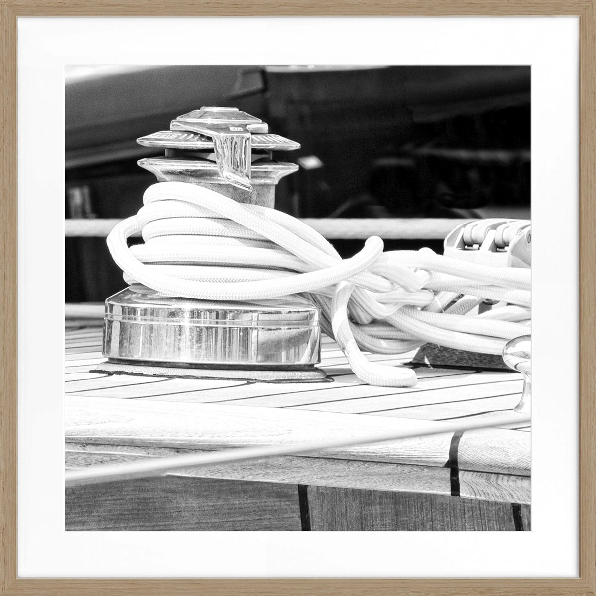 Schwarzweiß Poster mit Rahmen ’Sailing’ von Cosman-Photocollection, Motiv von Saint Tropez, quadratisch 55x55cm