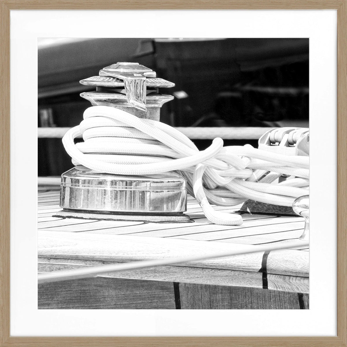 Schwarzweiß Poster mit Rahmen ’Sailing’ von Cosman-Photocollection, Motiv von Saint Tropez, quadratisch 55x55cm