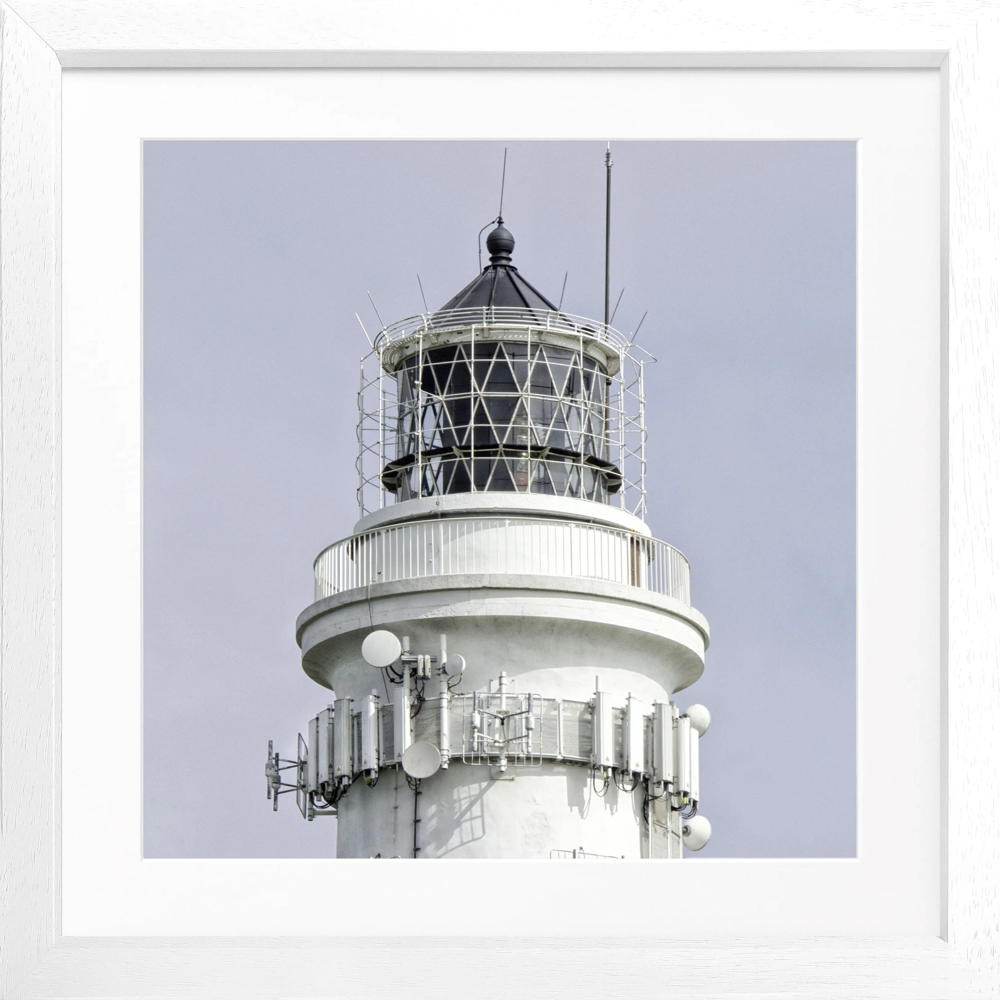 Schwarz-weiß Poster des Leuchtturms Kampen auf Sylt im Rahmen, quadratisch, von Cosman-Photocollection, 55x55 cm