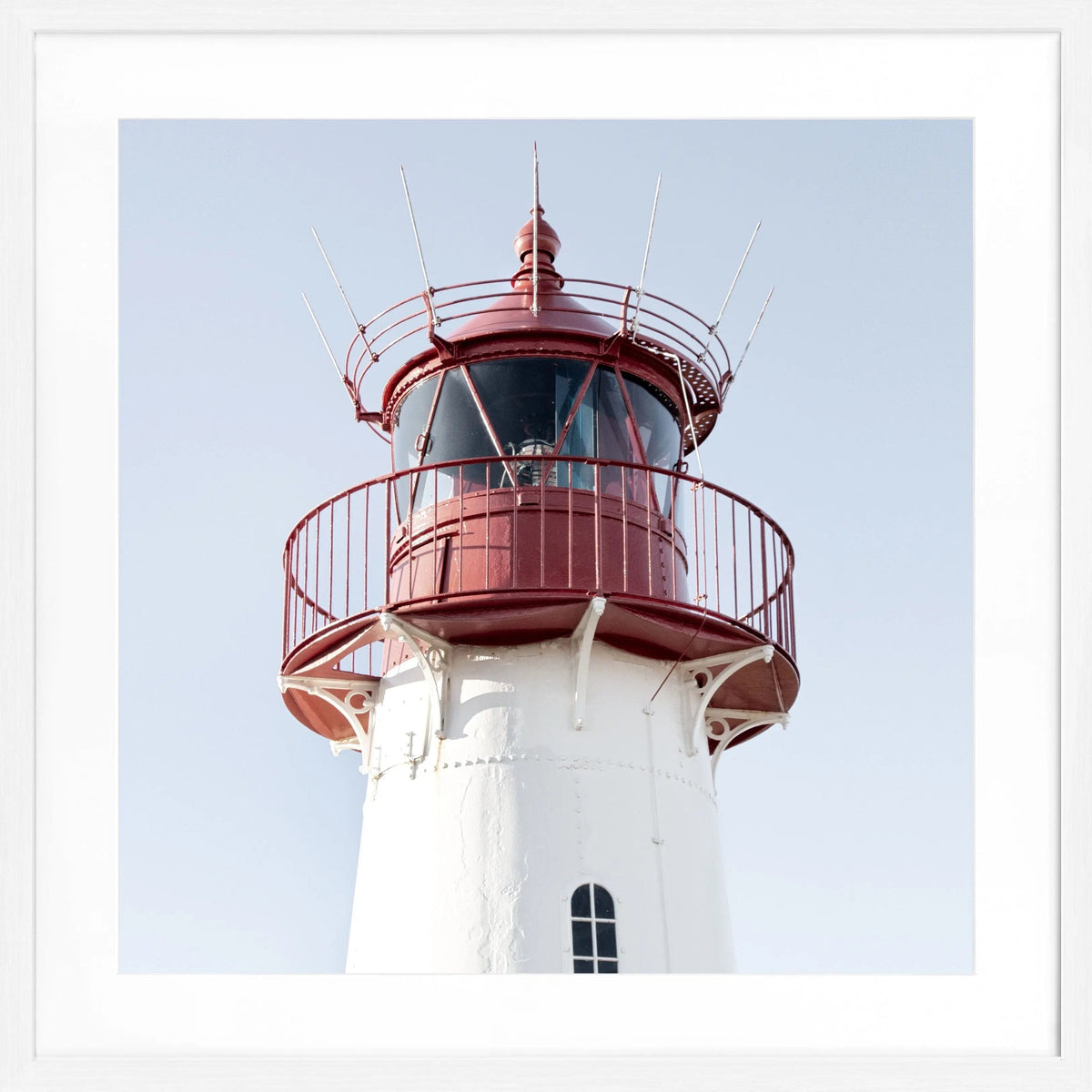 Schwarz-weiß Poster vom Lister Leuchtturm auf Sylt mit Rahmen, von Cosman-Photocollection, quadratisch, 55x55 cm
