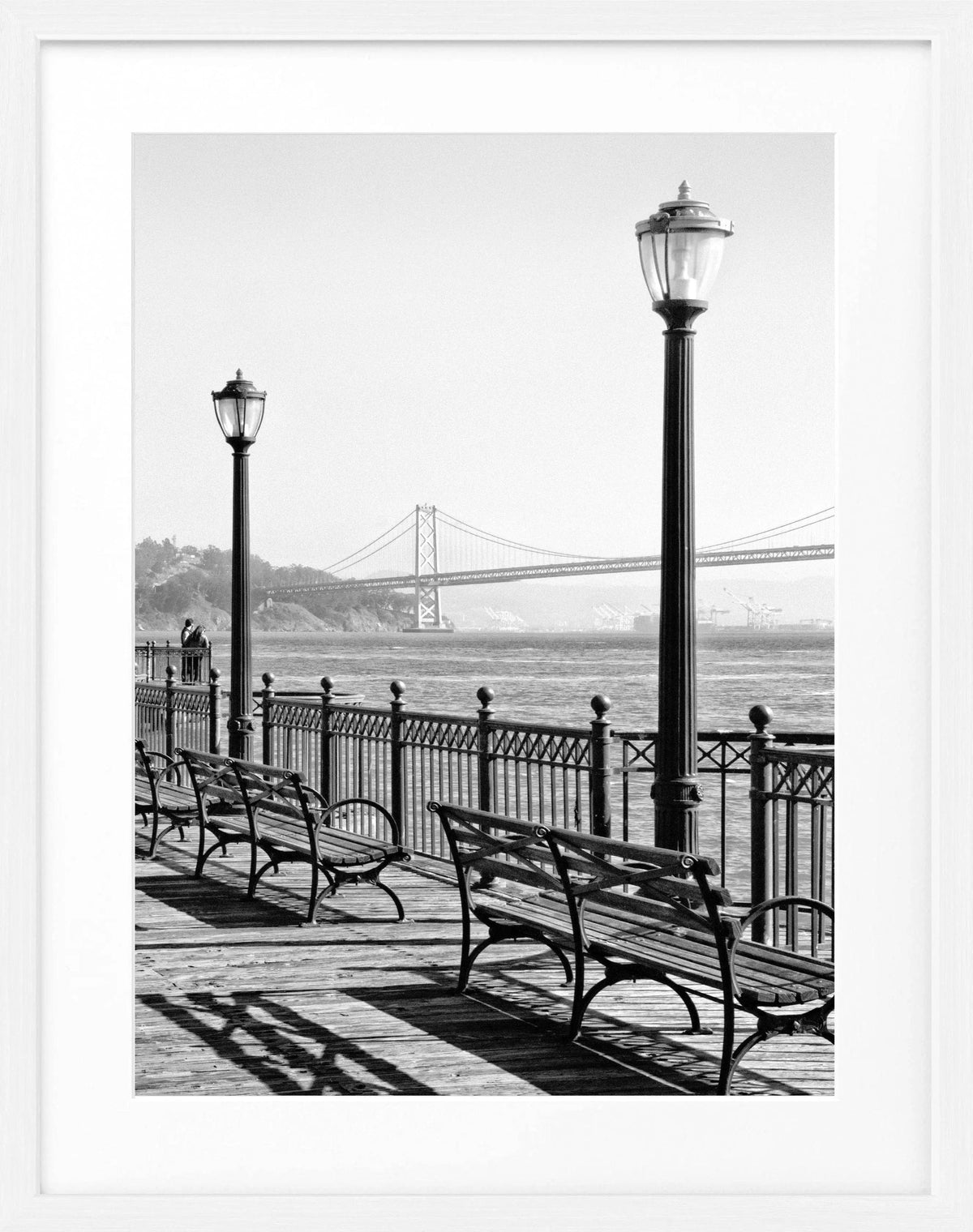 Schwarz-weiß Poster mit Rahmen, Bay Bridge San Francisco, von Cosman-Photocollection, 25x31 cm, beeindruckende Stadtbrücke Ansicht