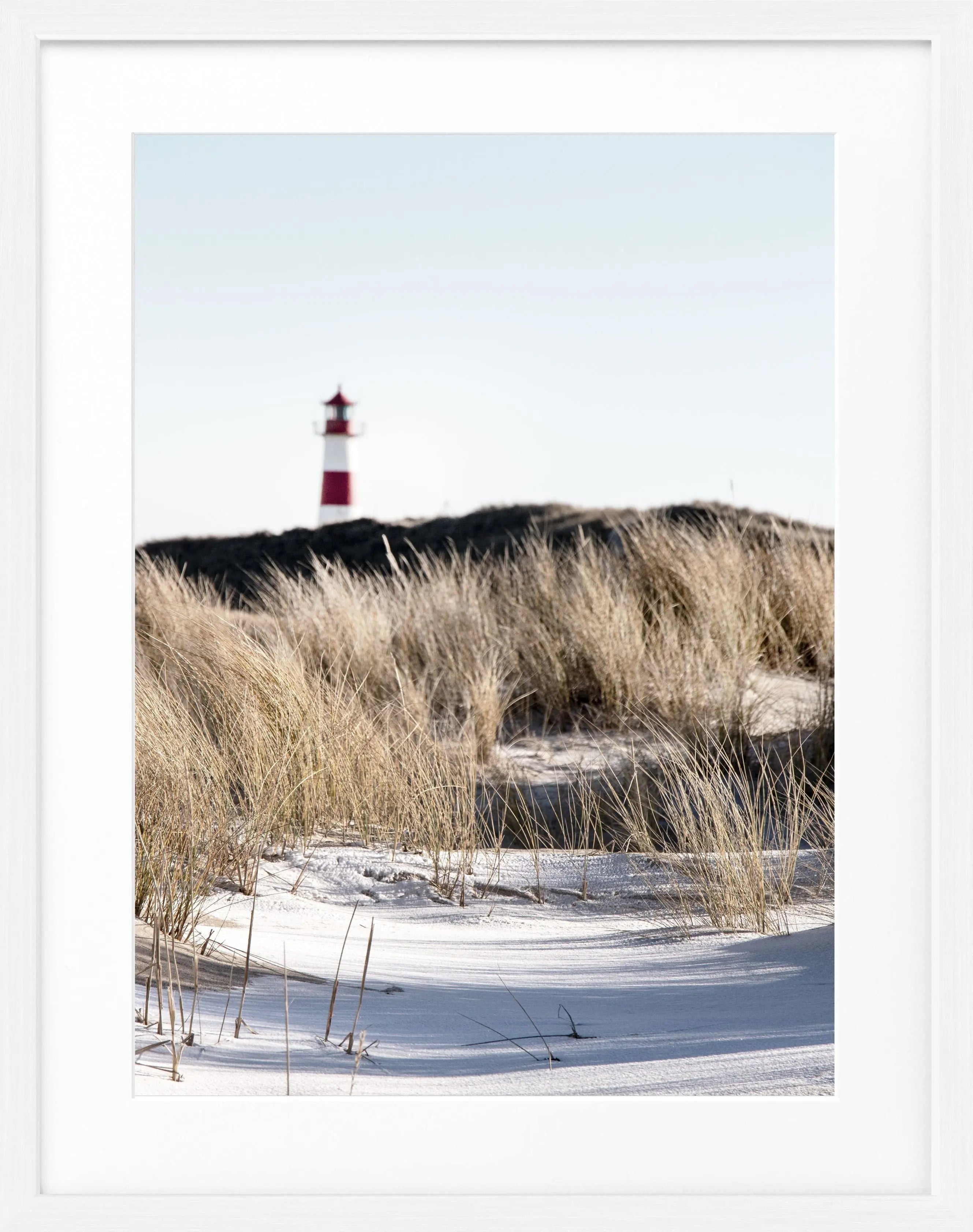 Schwarz-weiß Poster mit Rahmen ’Dünen’ Sylt von Cosman-Photocollection, 25x31 cm, Landschaftsbild der Dünen auf Sylt.