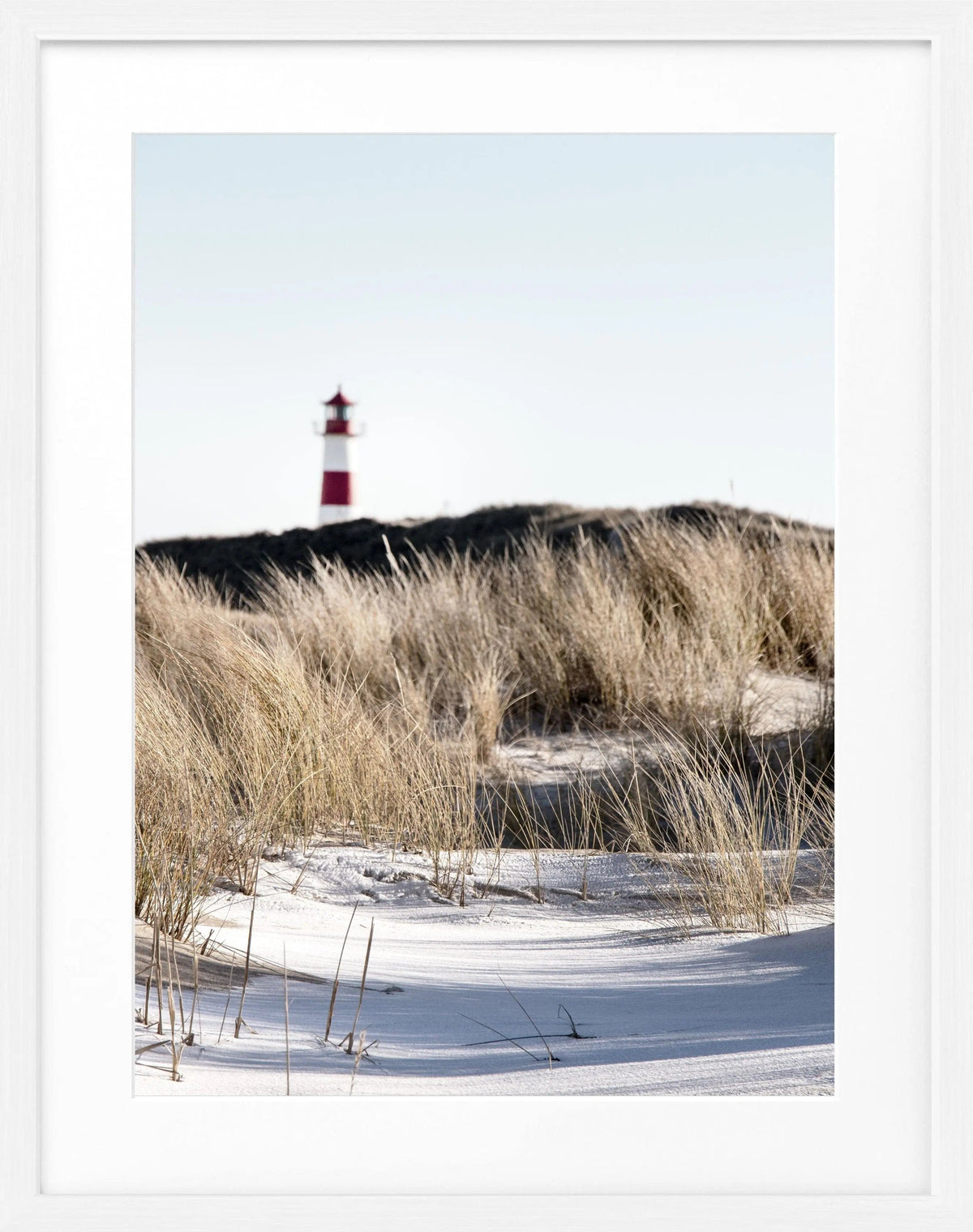 Schwarz-weiß Poster mit Rahmen ’Dünen’ Sylt von Cosman-Photocollection, 25x31 cm, Landschaftsbild der Dünen auf Sylt.