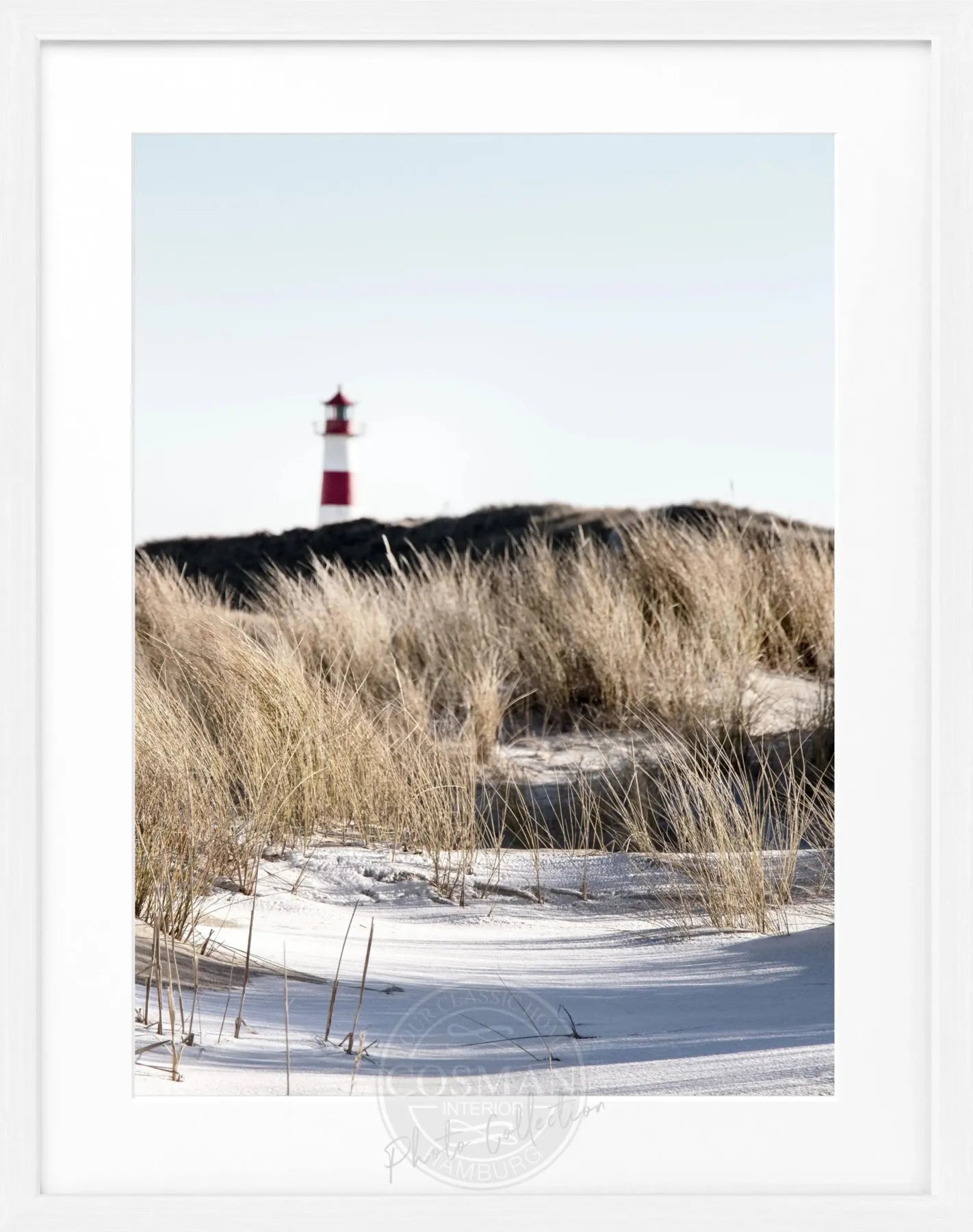Schwarz-weiß Poster mit Rahmen ’Dünen’ Sylt von Cosman-Photocollection, 25x31 cm, Landschaftsbild der Dünen auf Sylt.
