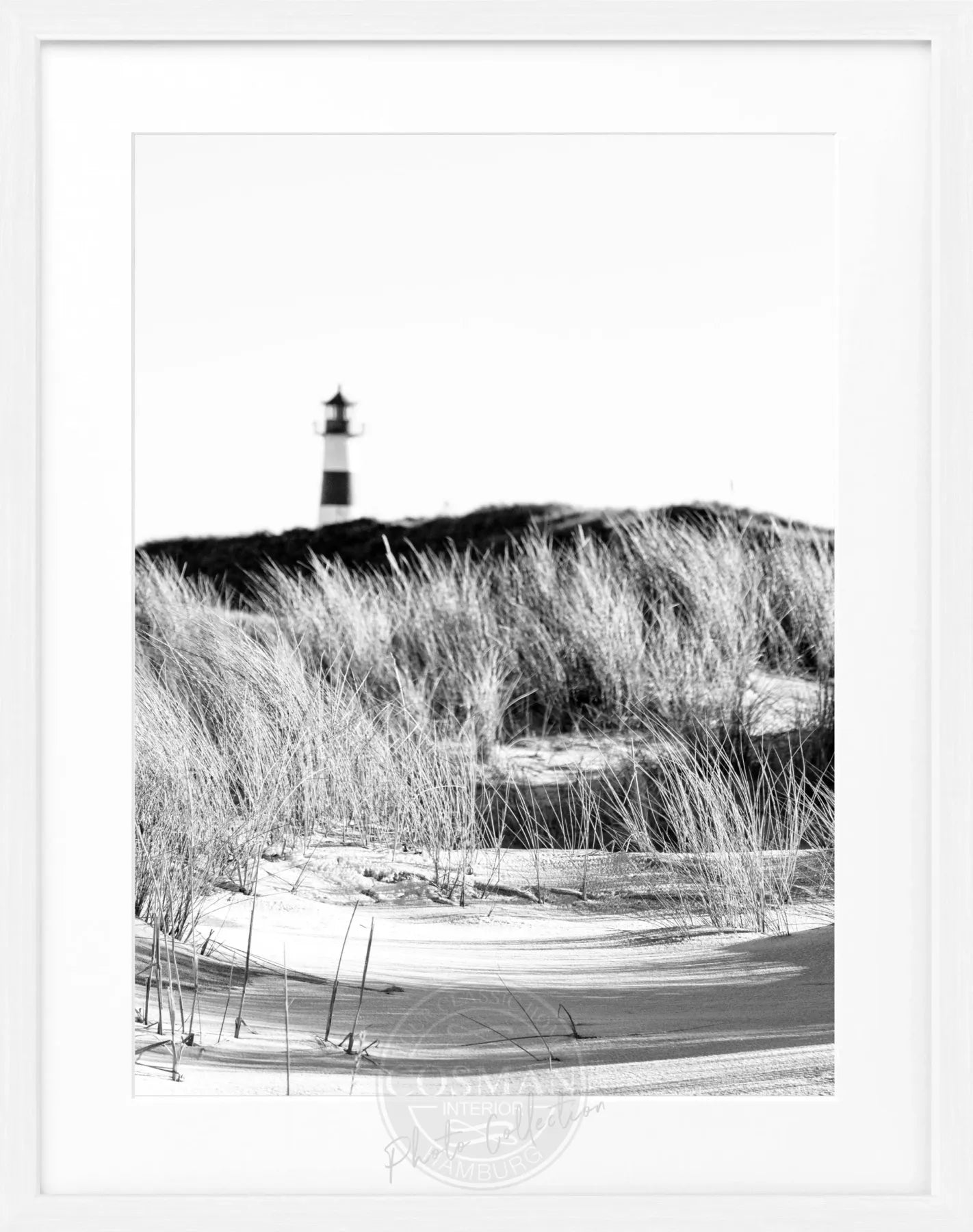 Schwarz-weiß Poster mit Rahmen ’Dünen’ Sylt, 25x31cm, von Cosman-Photocollection, zeigt Dünenlandschaft auf Sylt