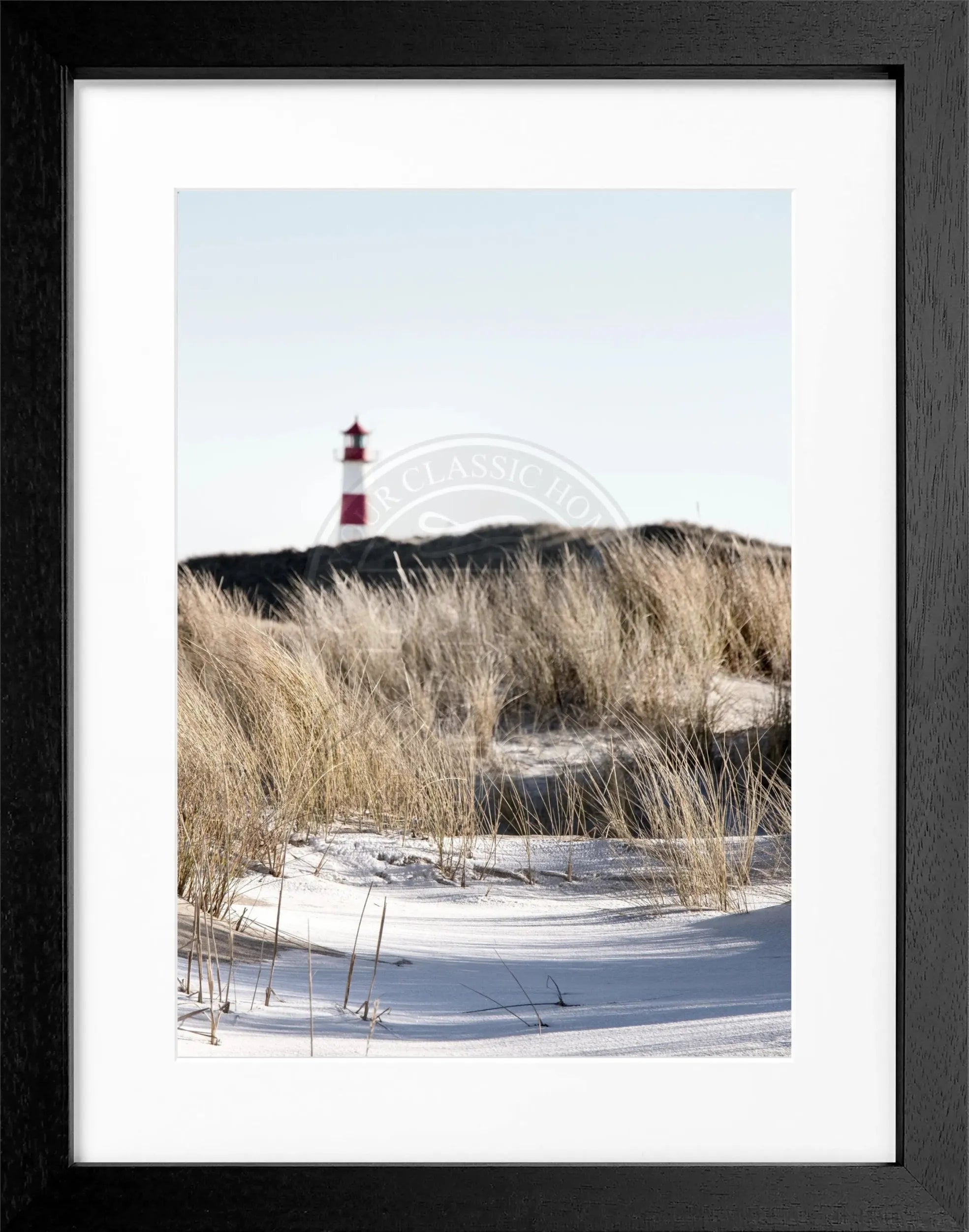 Schwarz-weiß Poster mit Rahmen ’Dünen’ Sylt von Cosman-Photocollection, 25x31cm, Motiv mit Dünenlandschaft.