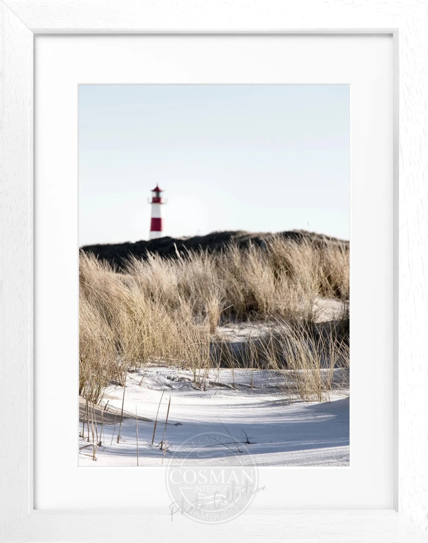 Schwarz-weiß Poster mit Rahmen ’Dünen’ Sylt von Cosman-Photocollection, 25x31 cm, Strandlandschaft in Naturfotografie