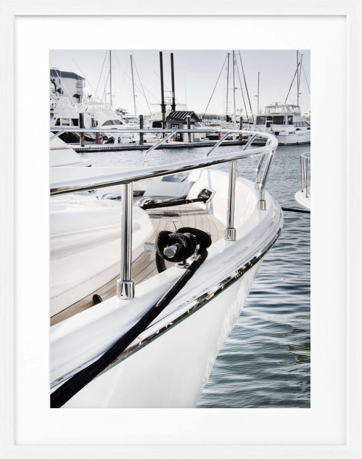Schwarz-weiß Poster mit Rahmen, Florida Key West Boot Motiv, von Cosman-Photocollection, 25x31 cm