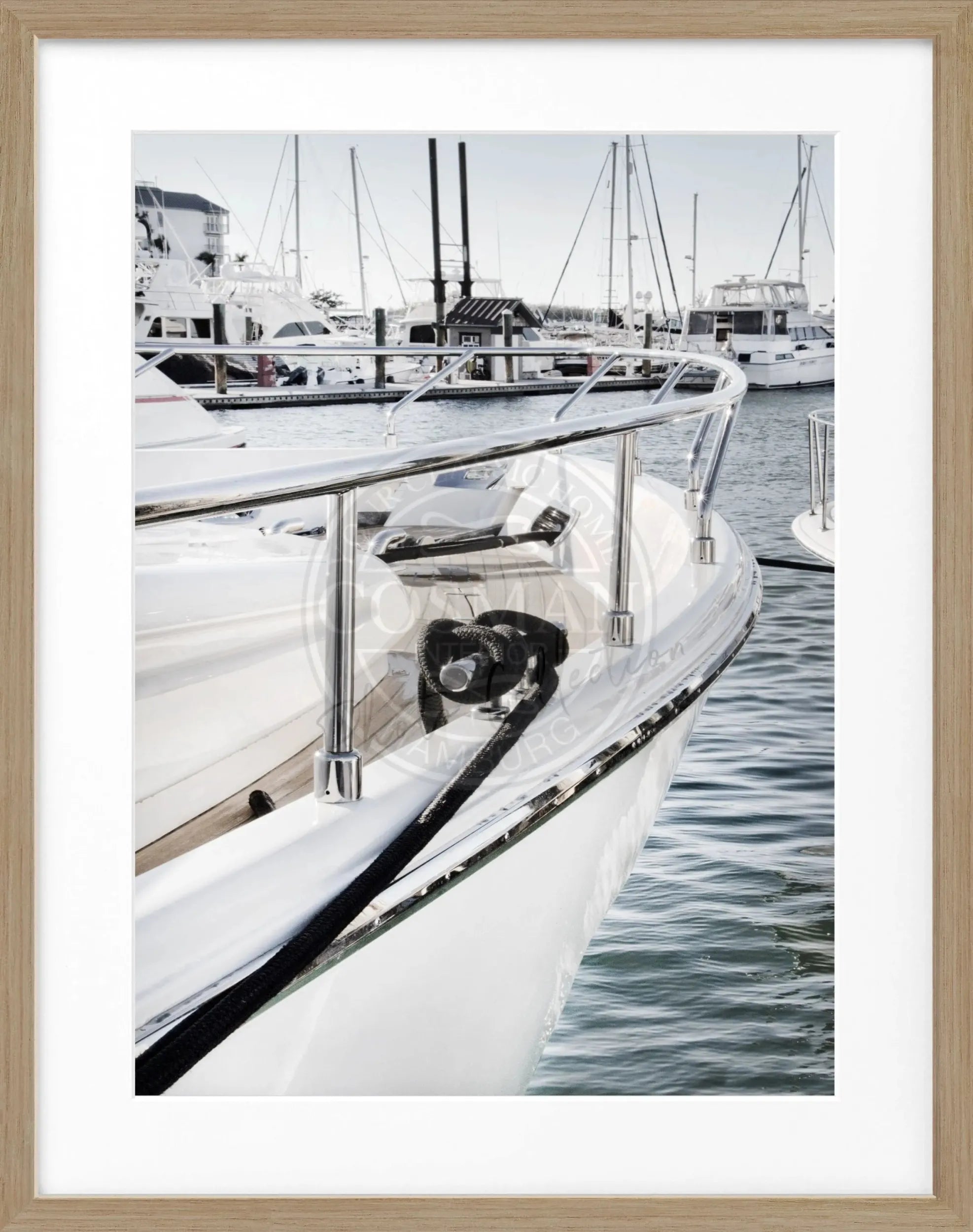 Schwarz-weiß Poster mit Rahmen von Cosman-Photocollection, Florida Key West Boot Motiv, Maße 25x31cm, maritimes Dekor