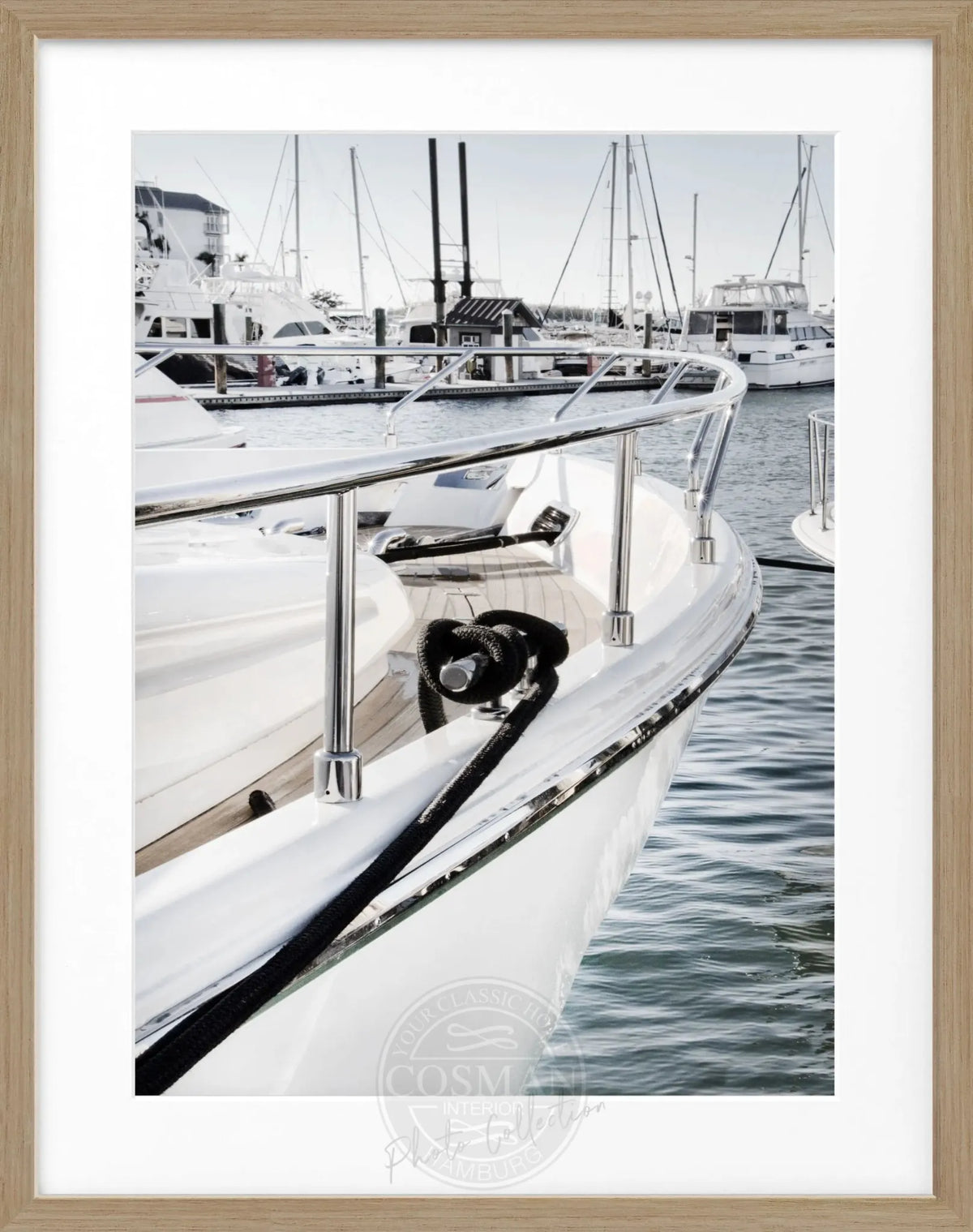 Schwarz-weiß Poster mit Rahmen von Cosman-Photocollection, Florida Key West Boot Motiv, Maße 25x31cm, maritimes Dekor