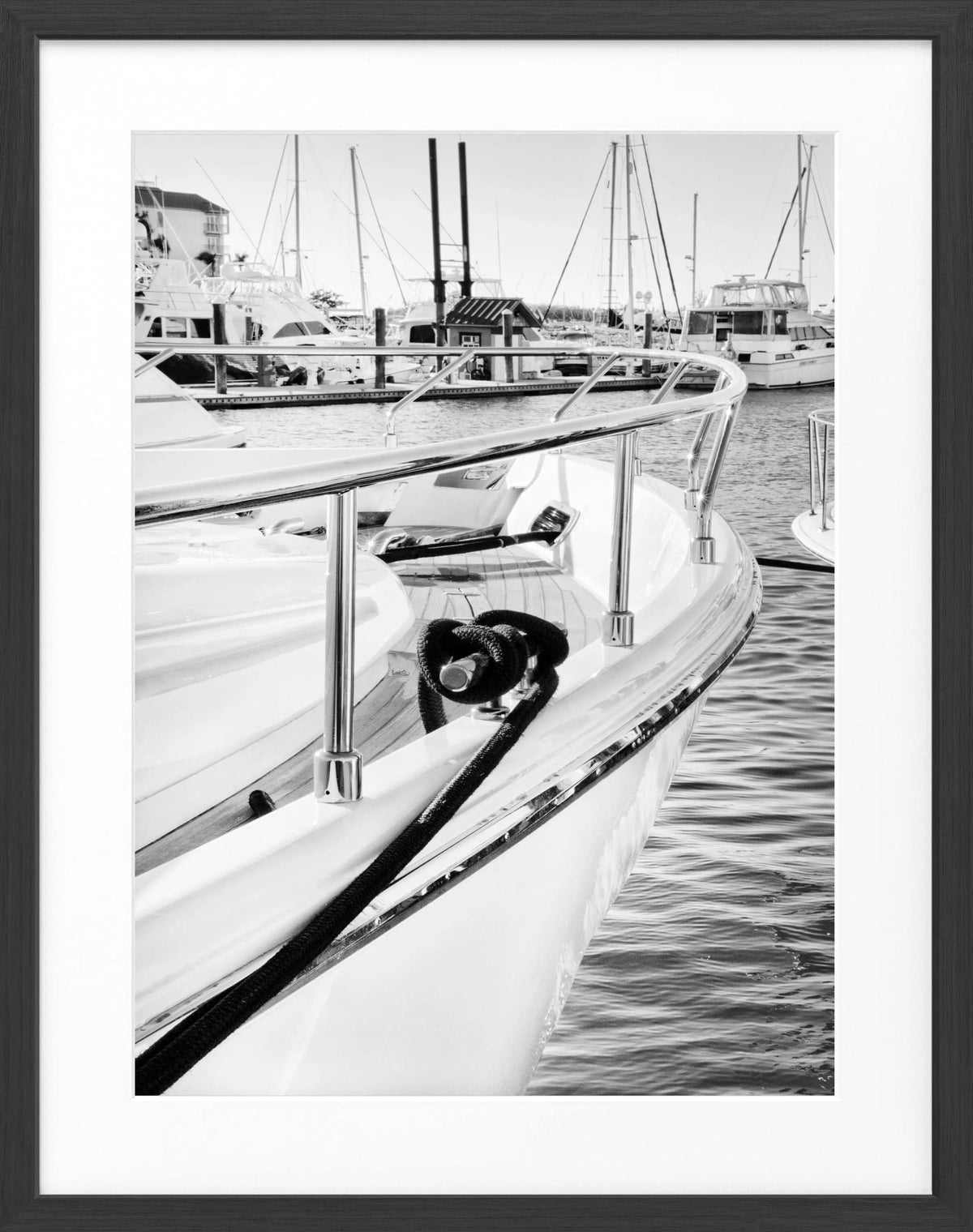 Schwarz-weiß Poster mit Rahmen, Florida Key West Boot, Cosman-Photocollection, 25x31 cm, maritime Fotokunst