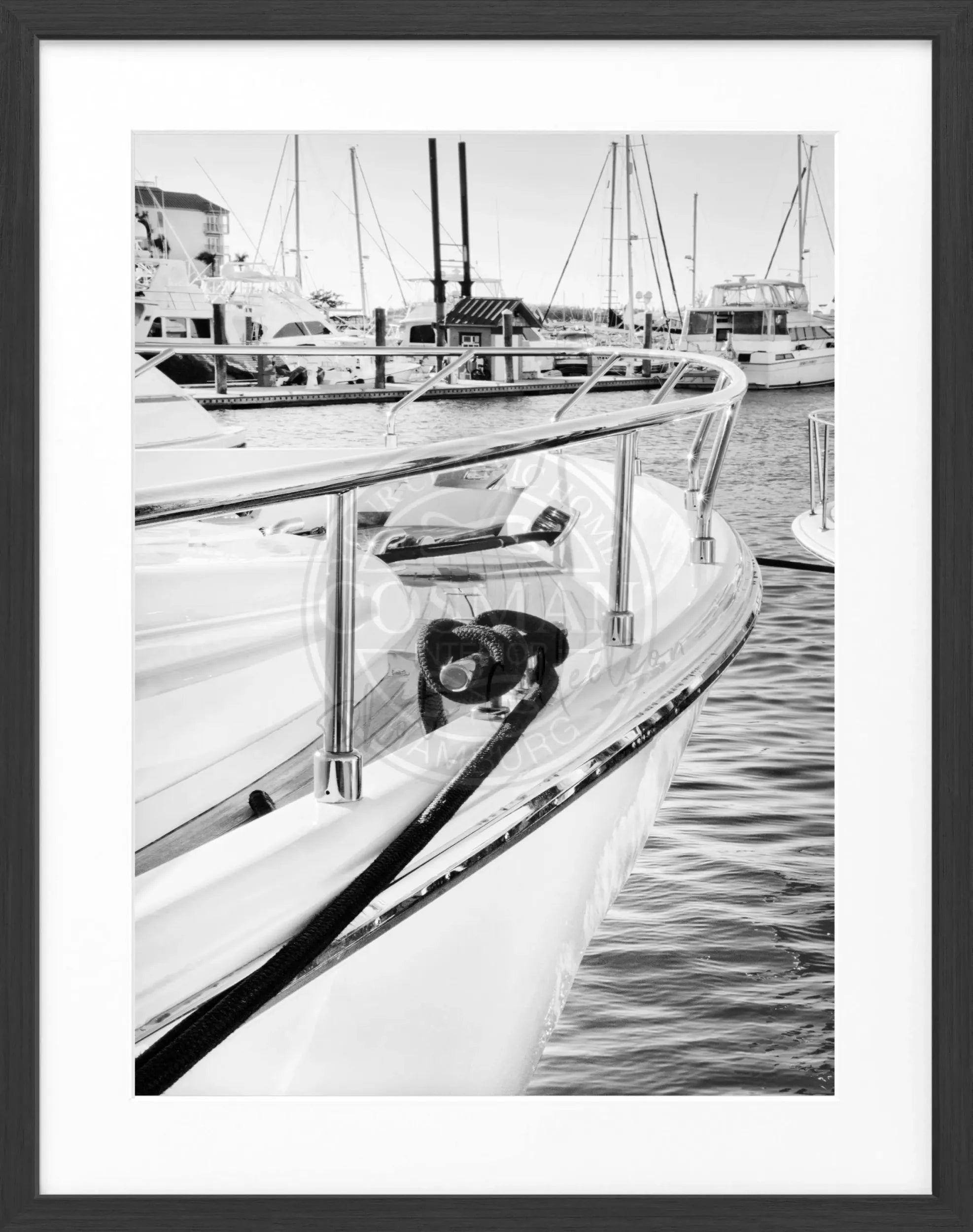Schwarz-weiß Poster mit Rahmen, Florida Key West Boot, Cosman-Photocollection, 25x31 cm, maritime Fotokunst
