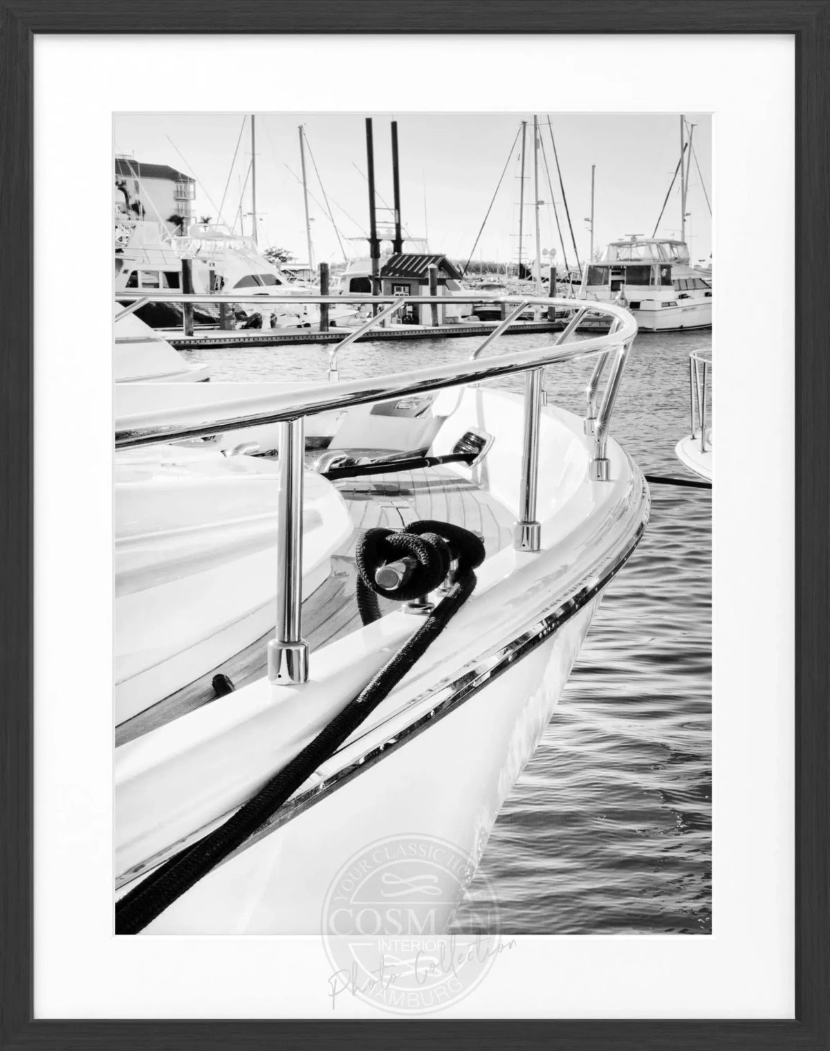 Schwarz-weiß Poster mit Rahmen, Florida Key West Boot, Cosman-Photocollection, 25x31 cm, maritime Fotokunst