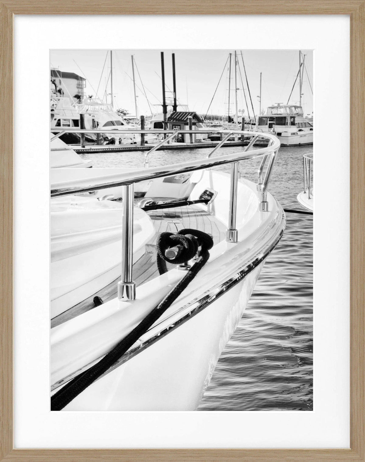 Schwarz-weiß Poster mit Rahmen von Cosman-Photocollection, Florida Key West Boot Motiv, 25x31cm, Wanddekoration