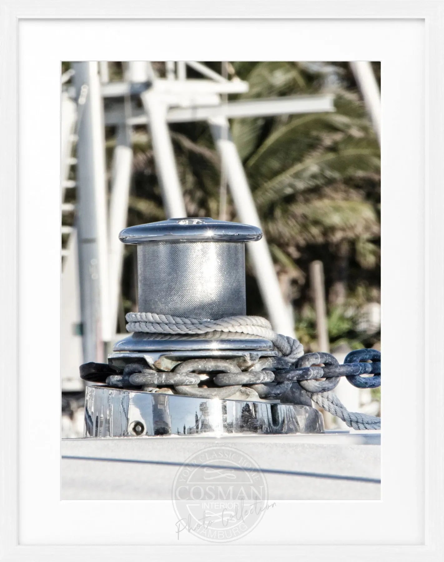 Schwarz-weiß Poster mit Rahmen, Florida Key West Boot Motiv, von Cosman-Photocollection, 25x31 cm