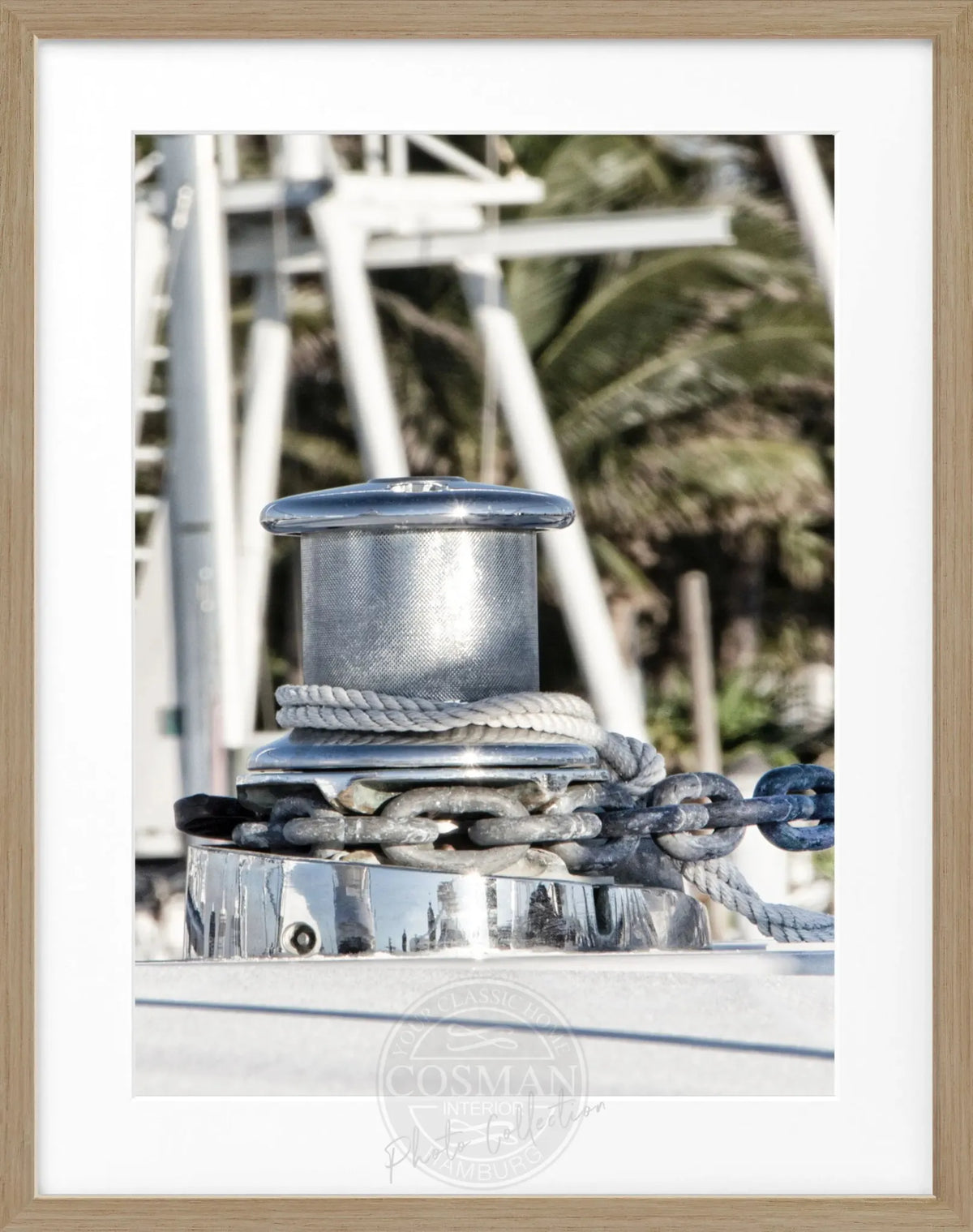 Schwarz-weiß Poster mit Rahmen von Cosman-Photocollection, Florida Key West Boot, 25x31cm, maritimes Motiv