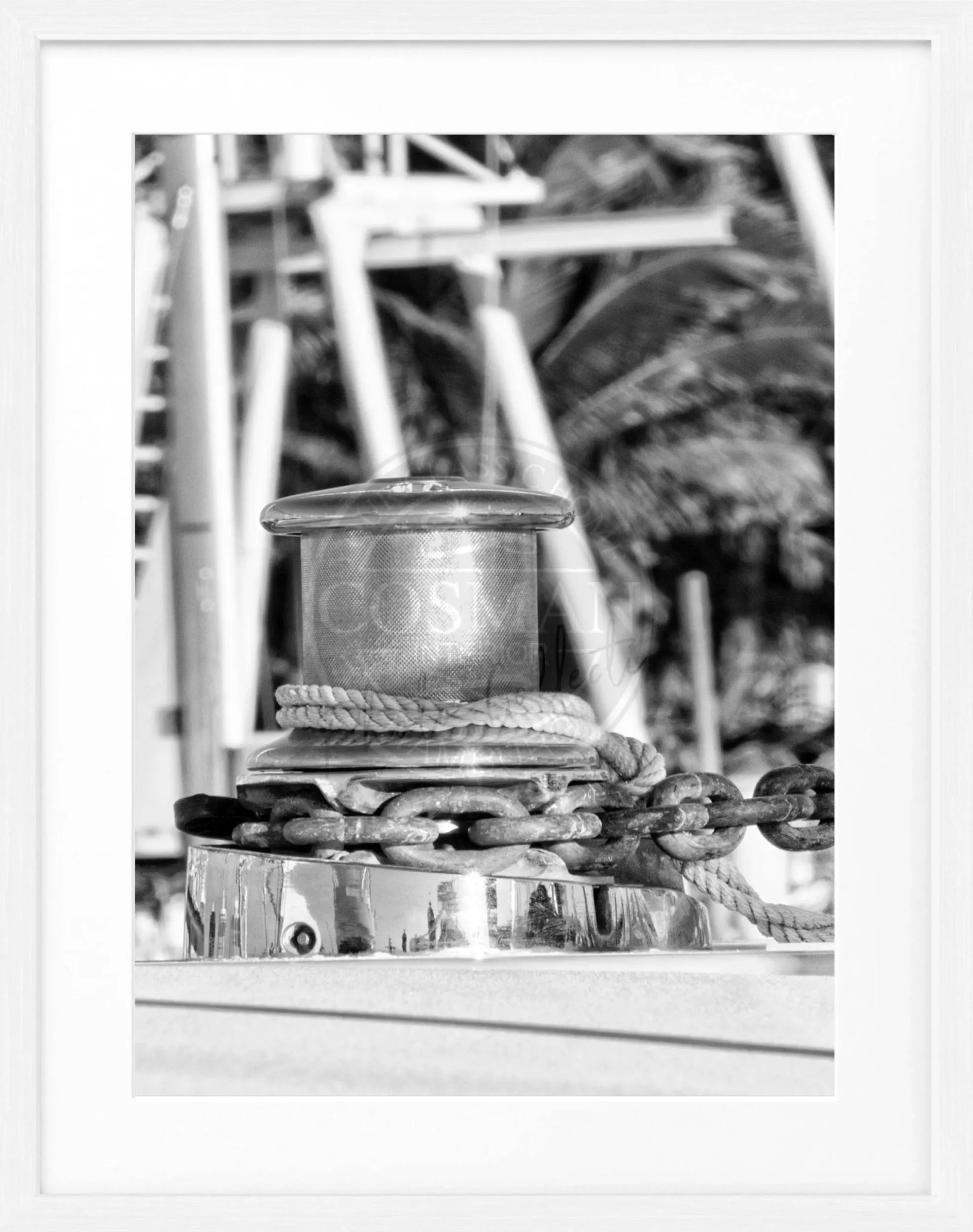 Schwarz-weiß Poster mit Rahmen, Florida Key West ’Boat’ Motiv, 25x31 cm, von Cosman-Photocollection.