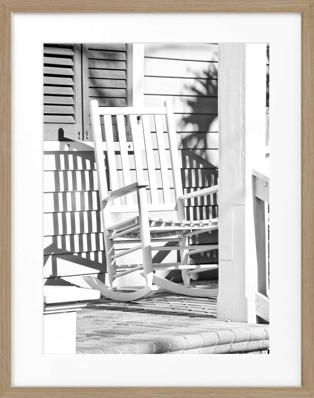 Schwarz-weiß Poster mit Rahmen, Florida Key West mit Deckchair, Cosman-Photocollection, 25x31 cm, Wanddekoration für Urlaubsstimmung
